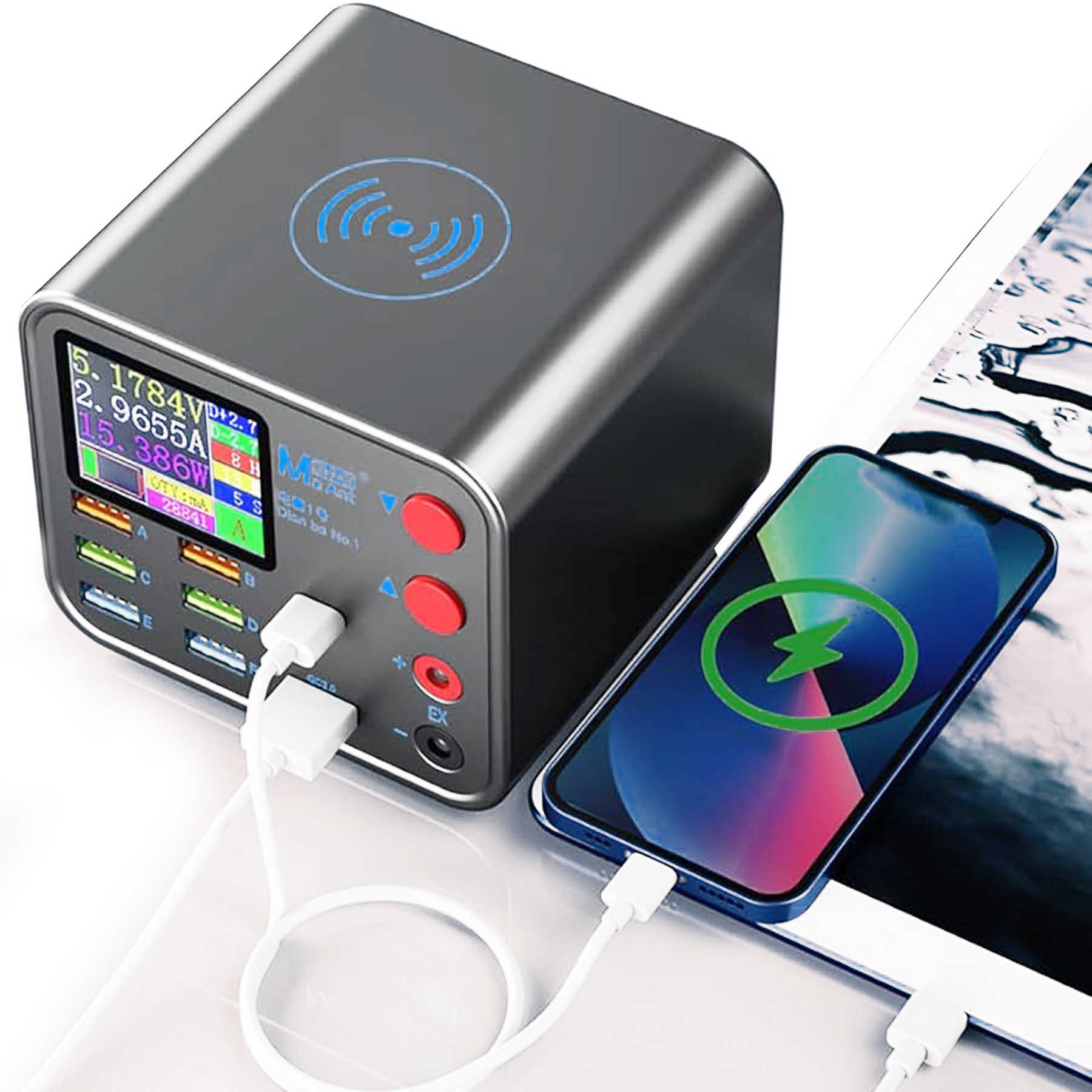 Dianba No.1 22W 8-Port Charger with Wireless Charger and Power Supply Built In (MaAnt)