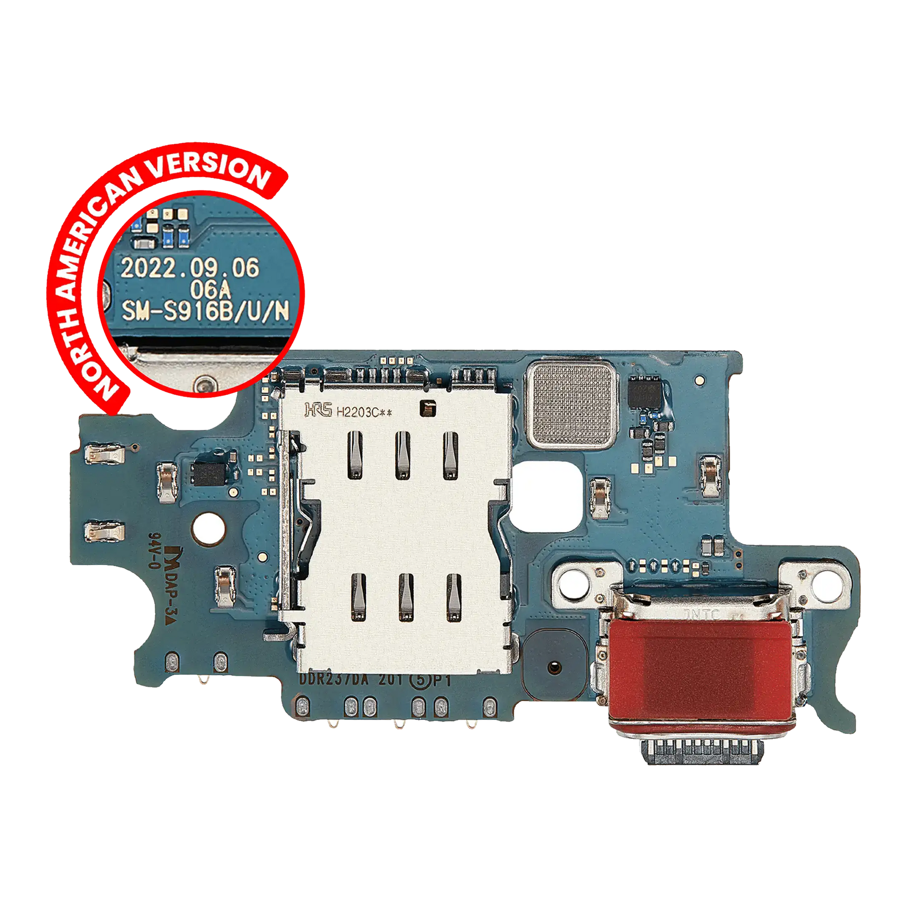 Charging Port Board With Sim Card Reader Compatible For Samsung Galaxy S23 Plus 5G (S916U) (US Version) (Premium)