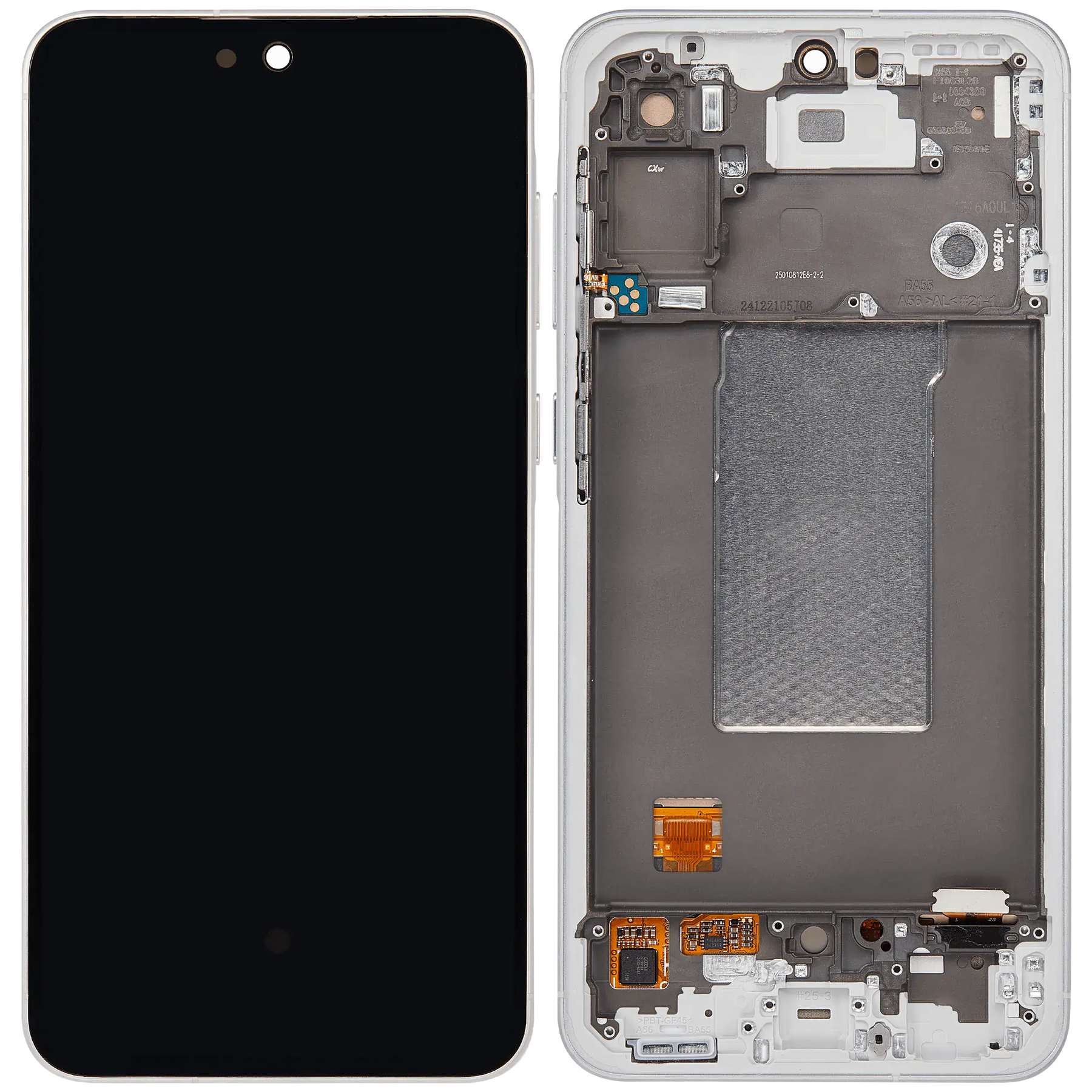 OLED Assembly With Frame Compatible For Samsung Galaxy A56 5G Replacement (A566 / 2025) (Refurbished) (Lightgray)
