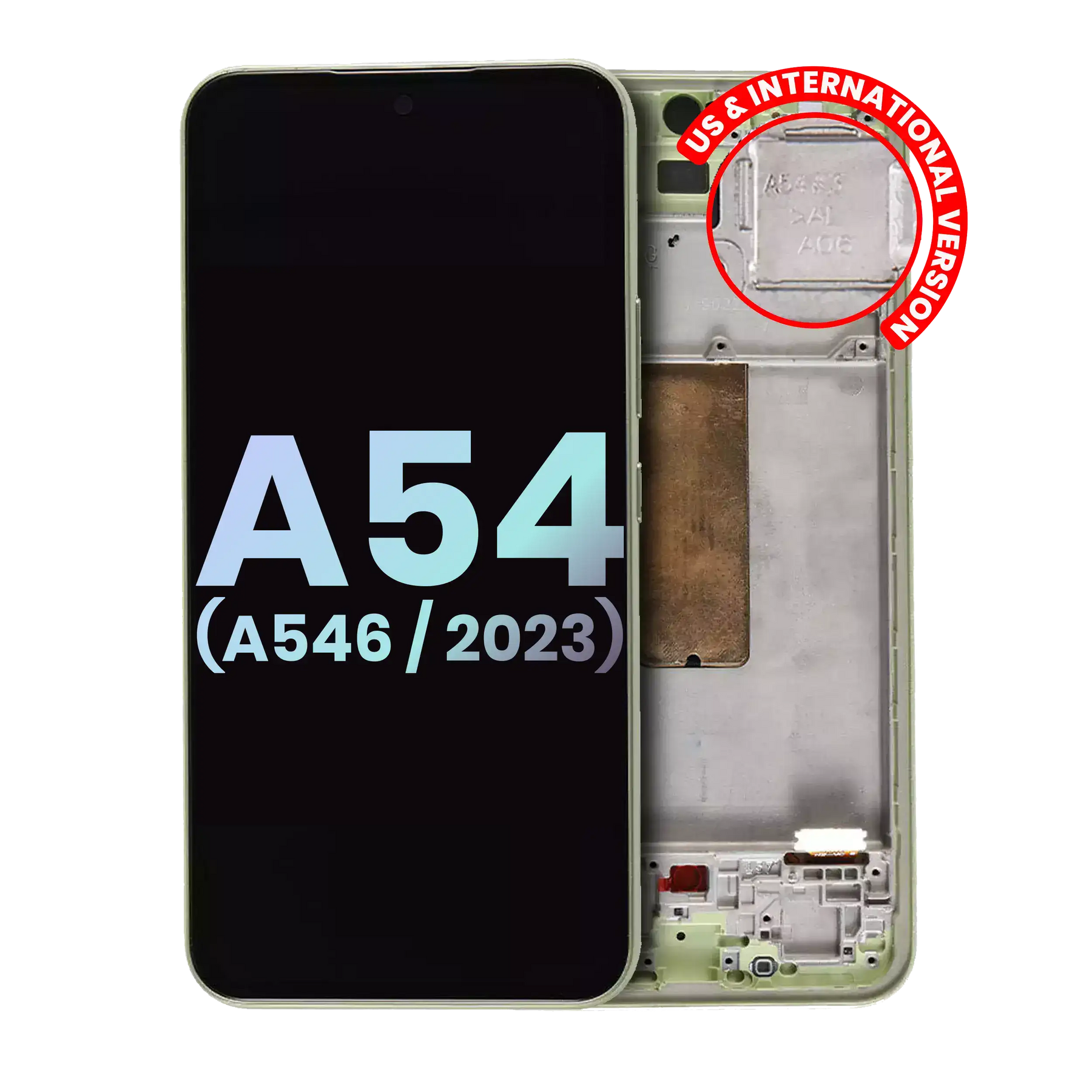 OLED Assembly With Frame Compatible For Samsung Galaxy A54 5G Replacement (A546 / 2023) (US & International Version) (Service Pack) (Lime)