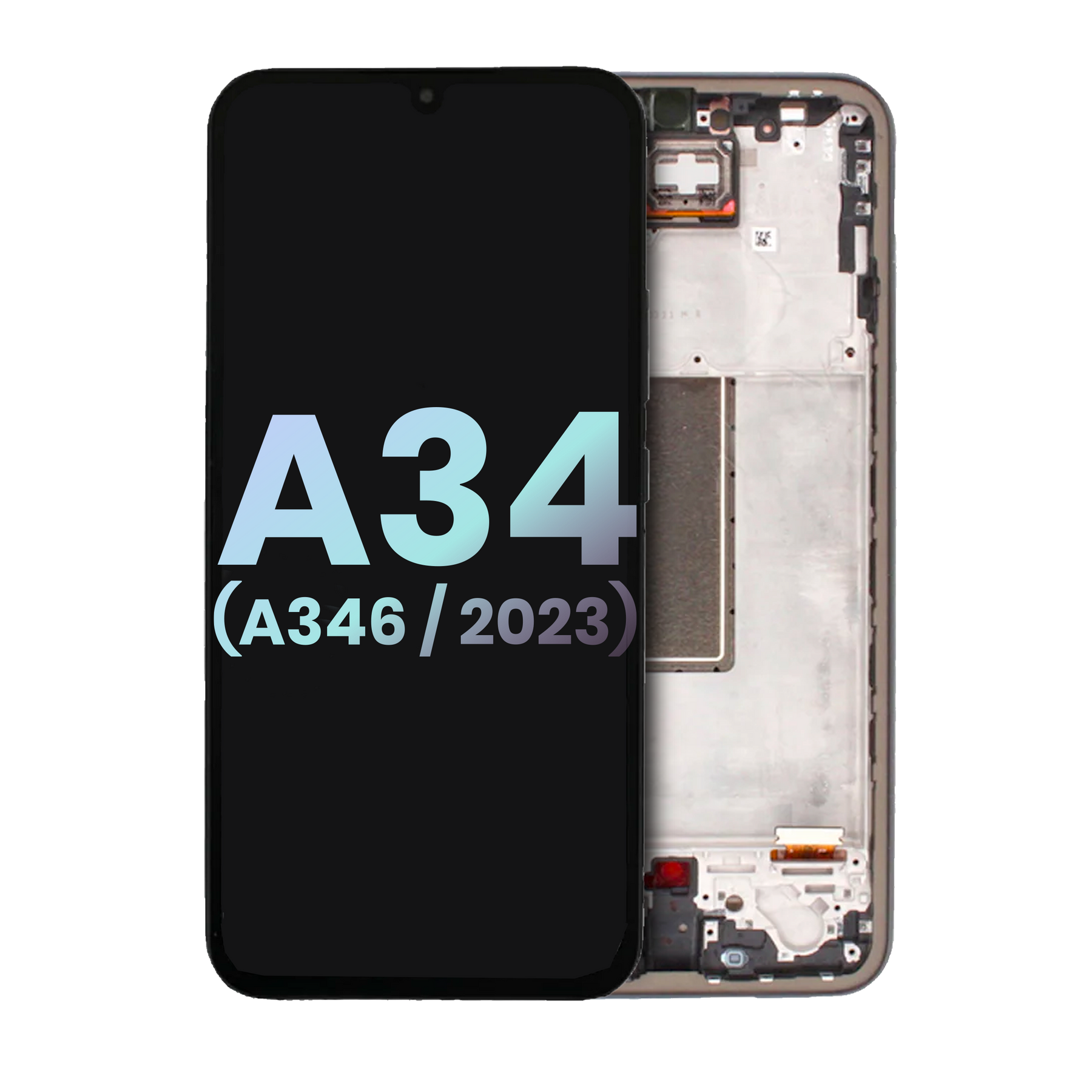 OLED Assembly With Frame Compatible For Samsung Galaxy A34 5G (A346 / 2023) (Service Pack) (Graphite)
