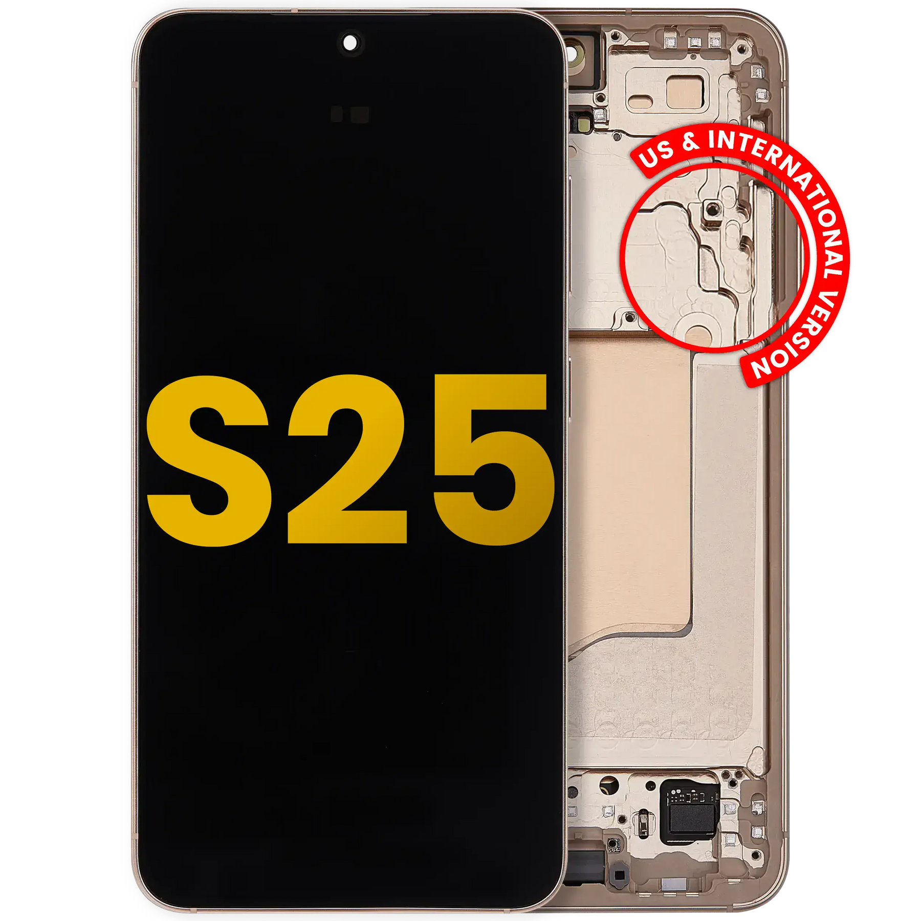 OLED Assembly With Frame Compatible For Samsung Galaxy S25 5G Replacement (US & International Version) (Refurbished) (Pink Gold)