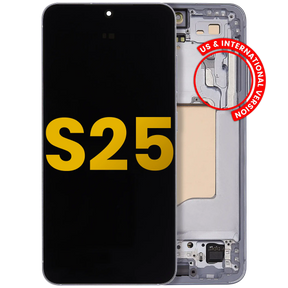 OLED Assembly With Frame Compatible For Samsung Galaxy S25 5G Replacement (US & International Version) (Refurbished) (Icy Blue)