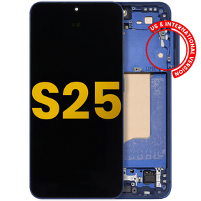 OLED Assembly With Frame Compatible For Samsung Galaxy S25 5G Replacement (US & International) (Refurbished) (Navy)