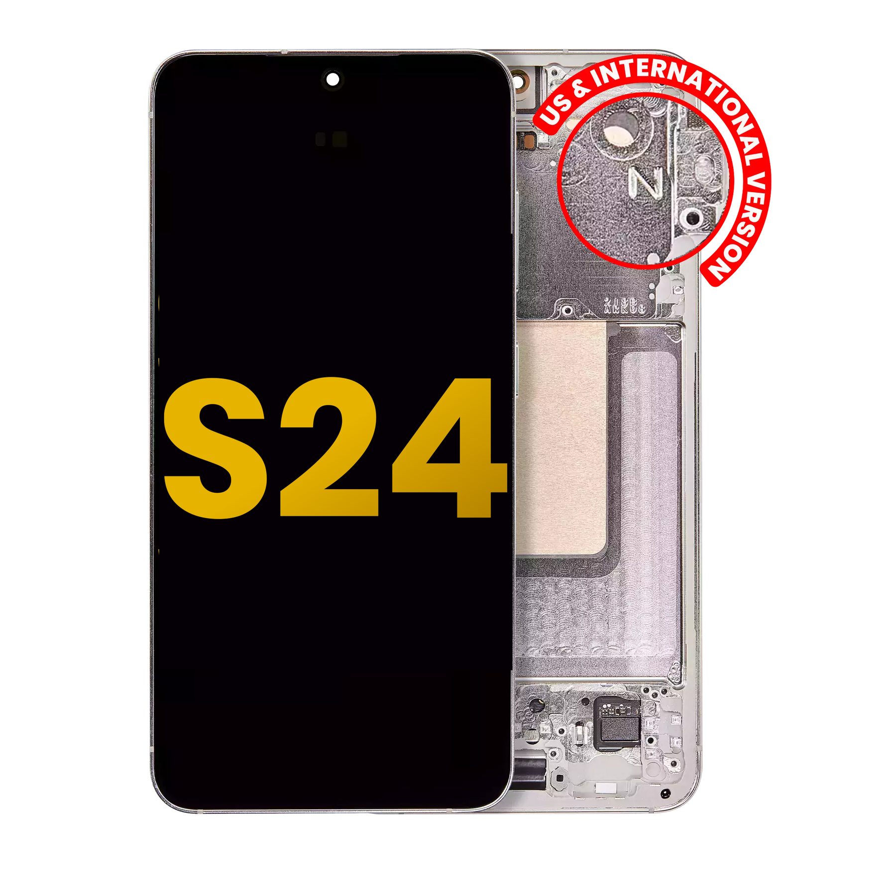 OLED Assembly With Frame Compatible For Samsung Galaxy S24 5G (US & International Version) (Refurbished) (Amber Yellow)