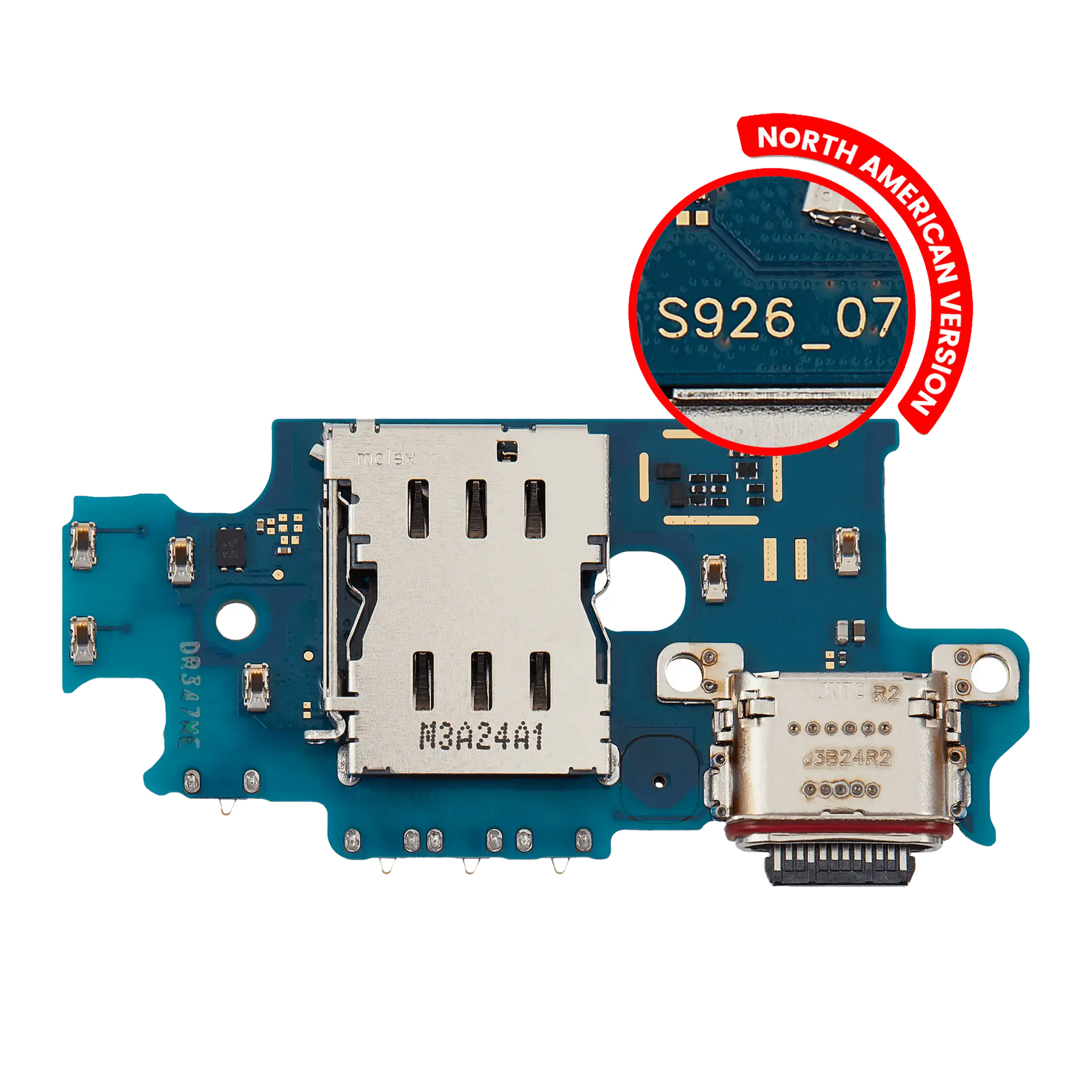 Charging Port Board With Sim Card Reader Compatible For Samsung Galaxy S24 Plus 5G (S926U) (US Version) (Premium)