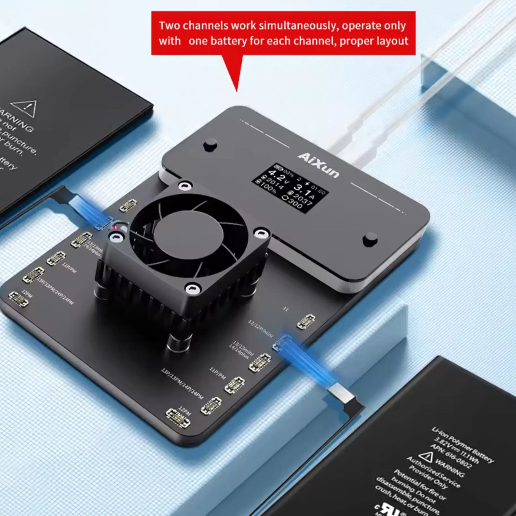 BC02 Battery Calibrator Dual Channel Battery Health Calibration Compatible For iPhone 11-14 Series (Aixun)