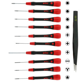 11 Piece PicoFinish Precision Screwdriver and Tweezers Smartphone Technician Set (26198) (Wiha)