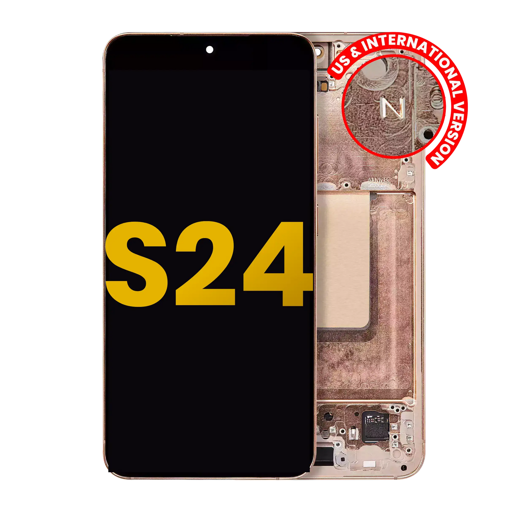 OLED Assembly With Frame Compatible For Samsung Galaxy S24 5G (US & International Version) (Refurbished) (Sandstone Orange)