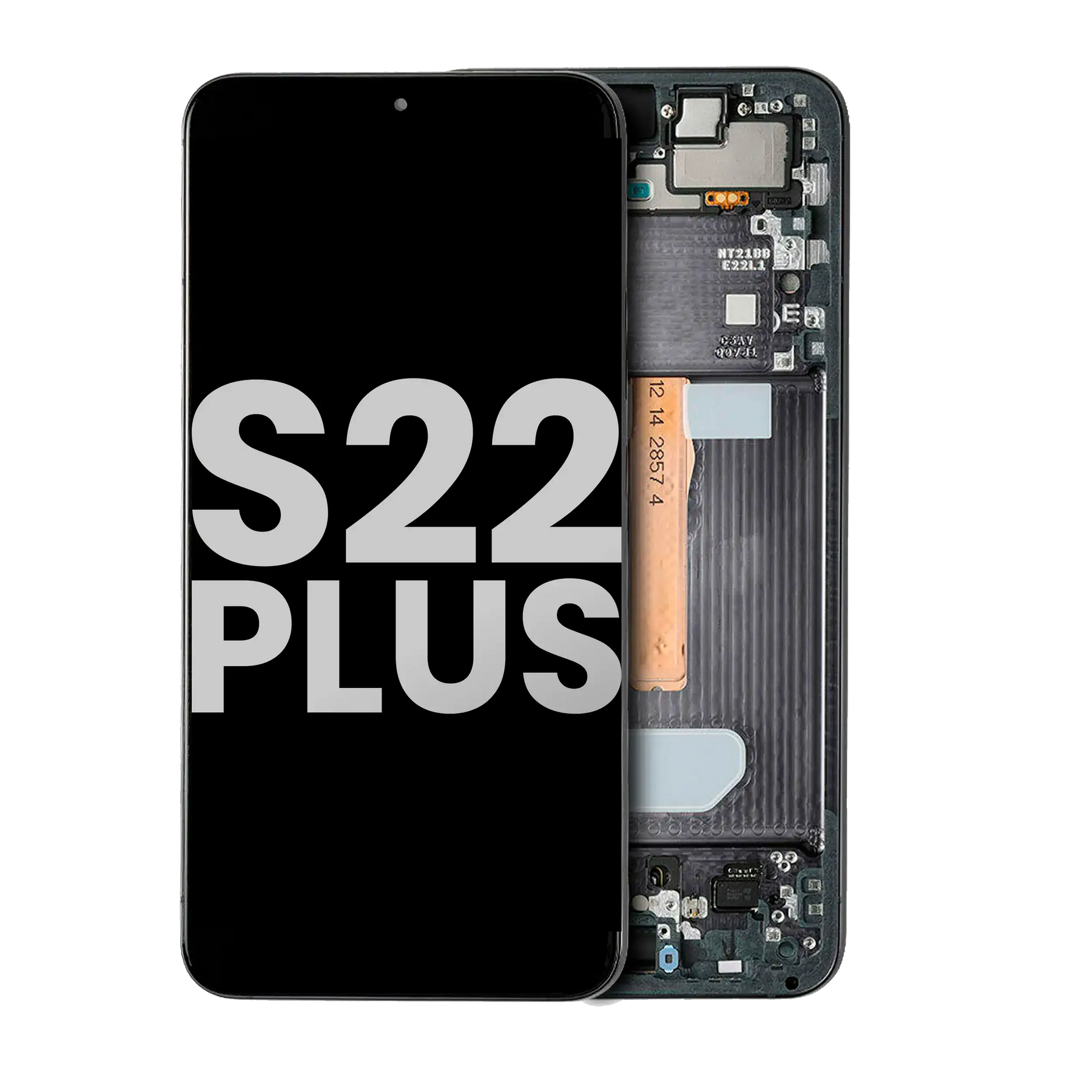 OLED Assembly With Frame Compatible For Samsung Galaxy S22 Plus 5G (Used OEM Pull: Grade B/C) (Phantom Black)