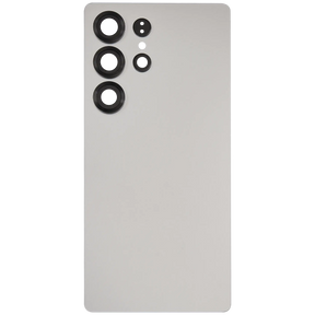Back Cover Glass With Camera Lens Compatible For Samsung Galaxy S25 Ultra 5G (No Logo) (Aftermarket Plus) (Titanium White Silver)