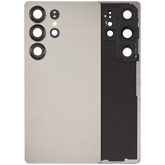 Back Cover Glass With Camera Lens Compatible For Samsung Galaxy S25 Ultra 5G (No Logo) (Vemake) (Titanium Gray)