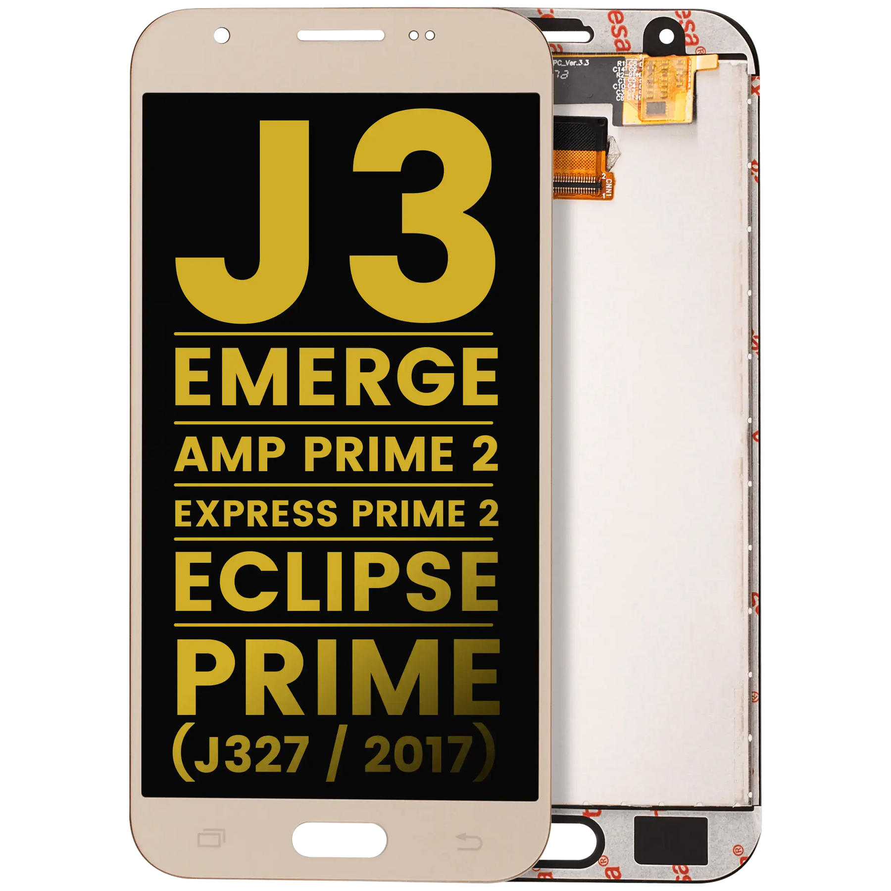 LCD Assembly Without Frame Compatible For Samsung Galaxy J3 / Emerge / Amp Prime 2 / Express Prime 2 / Eclipse / Prime (J327 / 2017) (Refurbished) (Gold)