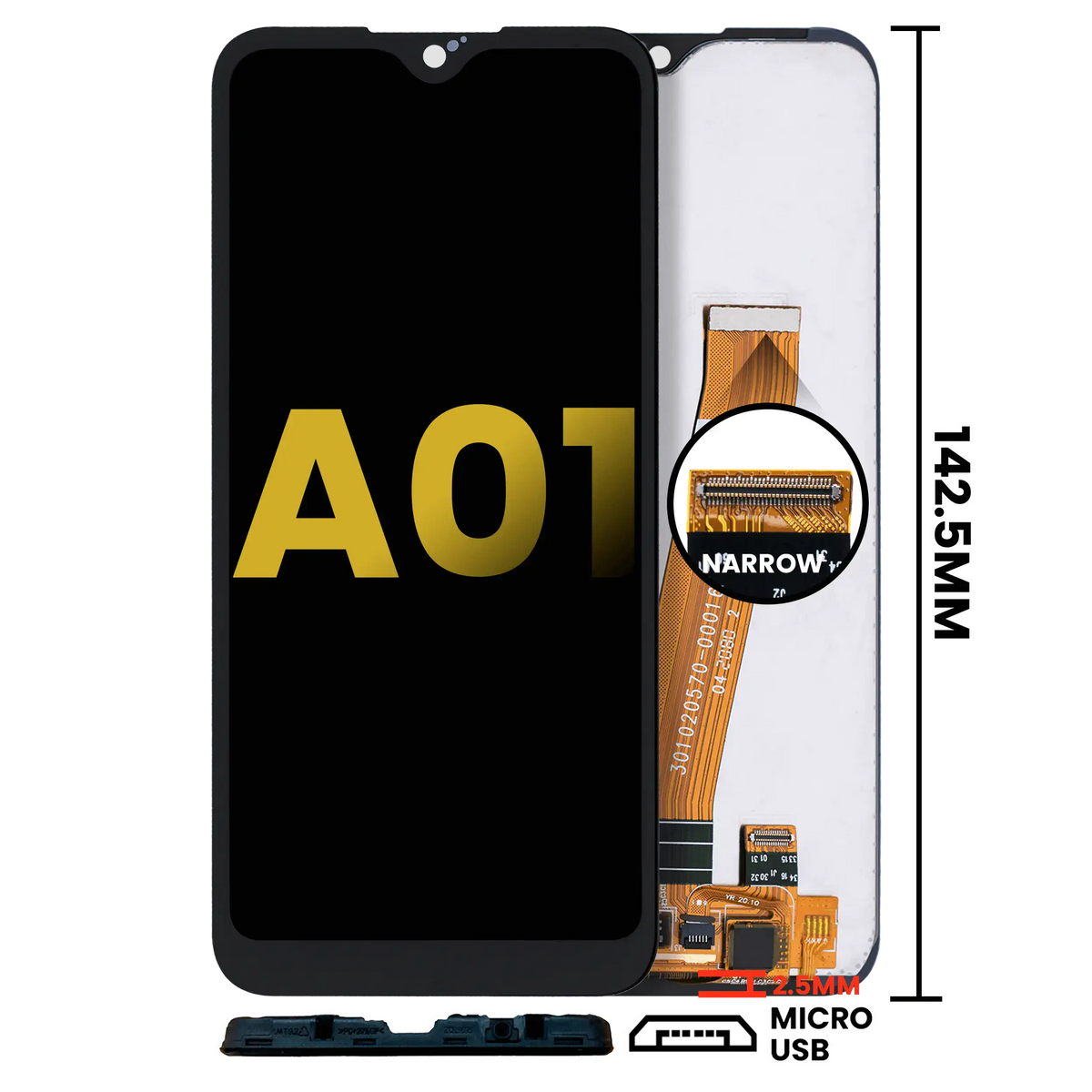 LCD Assembly Without Frame Compatible For Samsung Galaxy A01 (Global Model) (Micro USB Frame) (Refurbished) (All Colors)