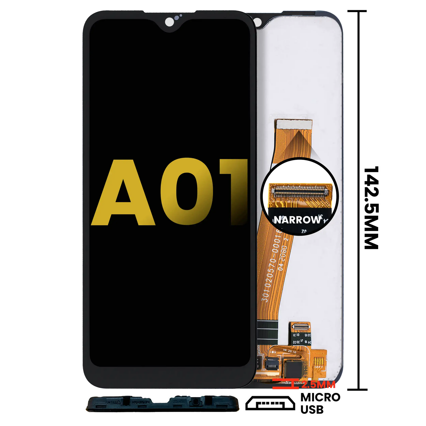 LCD Assembly Without Frame Compatible For Samsung Galaxy A01 (Global Model) (Micro USB Frame) (Refurbished) (All Colors)