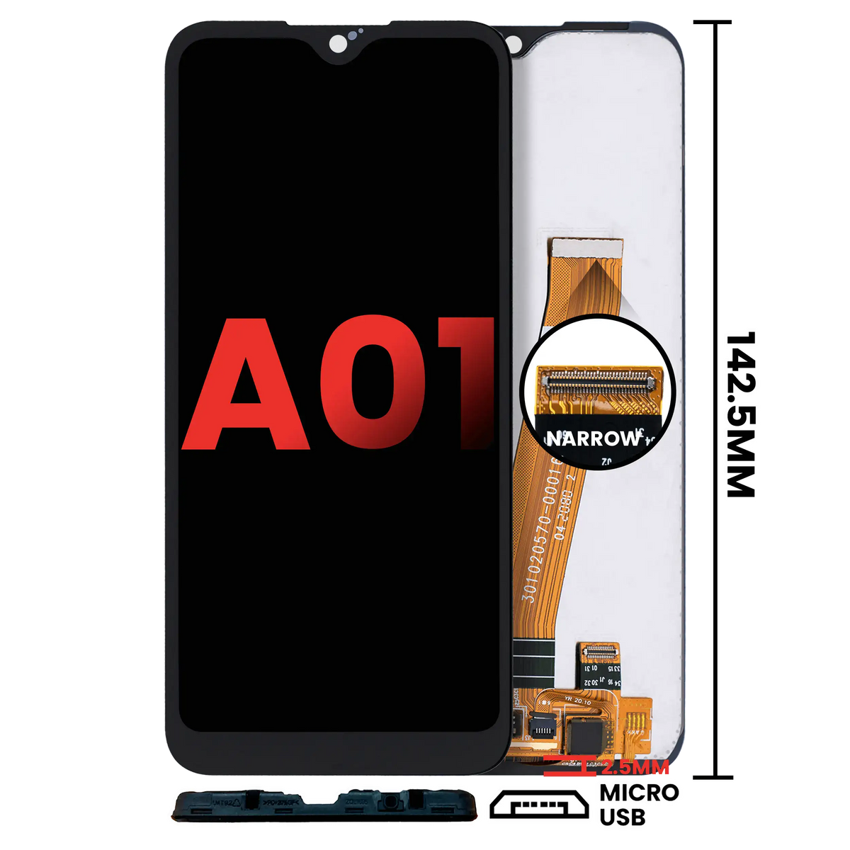 LCD Assembly Without Frame Compatible For Samsung Galaxy A01 4G (A015 / 2020) (Global Model) (Micro USB Frame) (Aftermarket Plus) (All Colors)