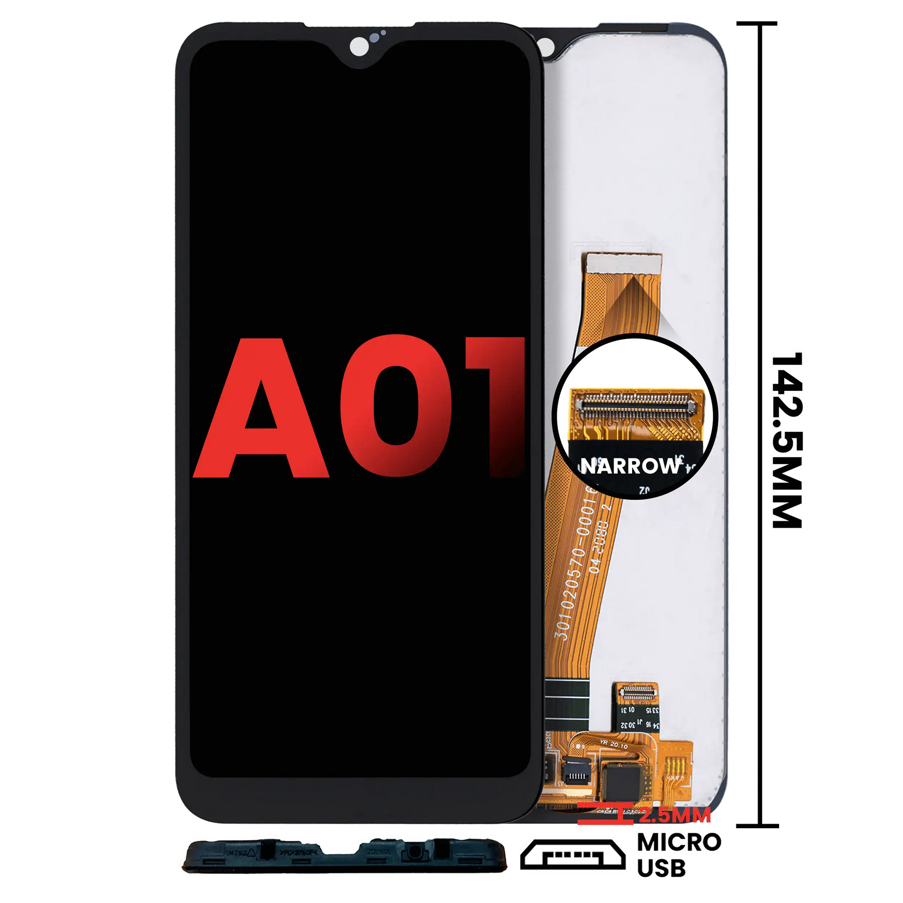 LCD Assembly Without Frame Compatible For Samsung Galaxy A01 4G (A015 / 2020) (Global Model) (Micro USB Frame) (Aftermarket Plus) (All Colors)