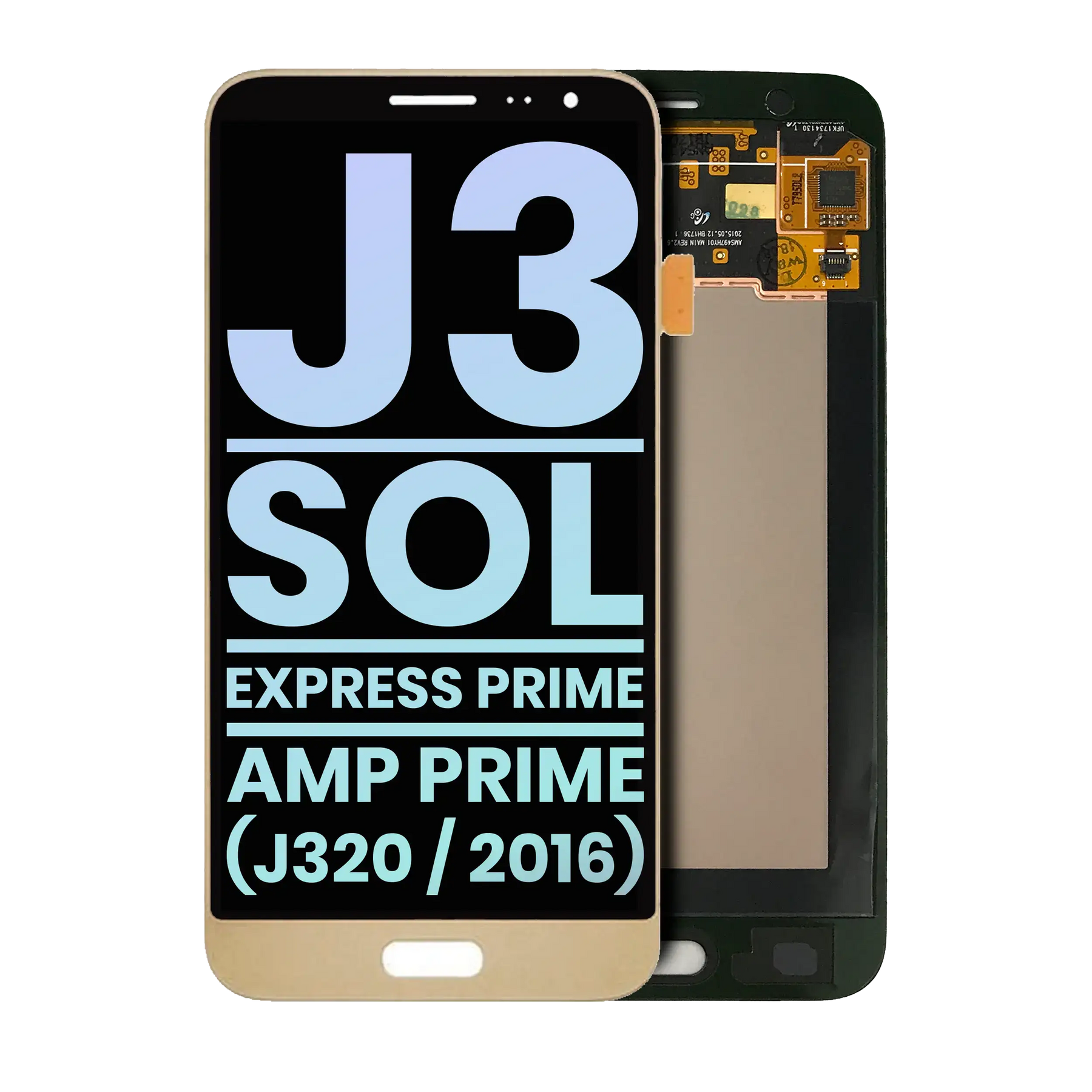 LCD Assembly Without Frame Compatible For Samsung Galaxy J3 / Sol 4G / Express Prime / Amp Prime (J320 / 2016) (Service Pack) (Gold)