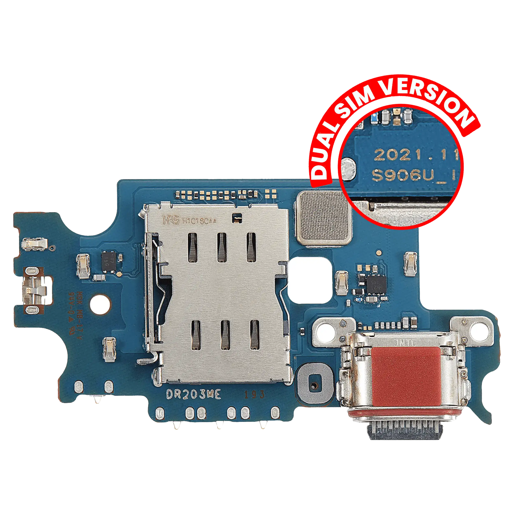 Charging Port Board With Sim Card Reader Compatible For Samsung Galaxy S22 Plus 5G (S9060) (Dual Sim Version) (Premium)