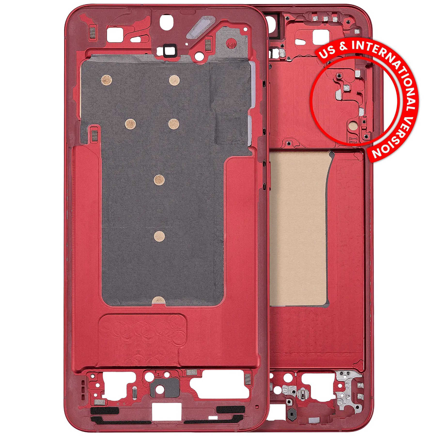 Mid-Frame Housing Compatible For Samsung Galaxy S25 Plus 5G (US & International Version) (Coral Red)