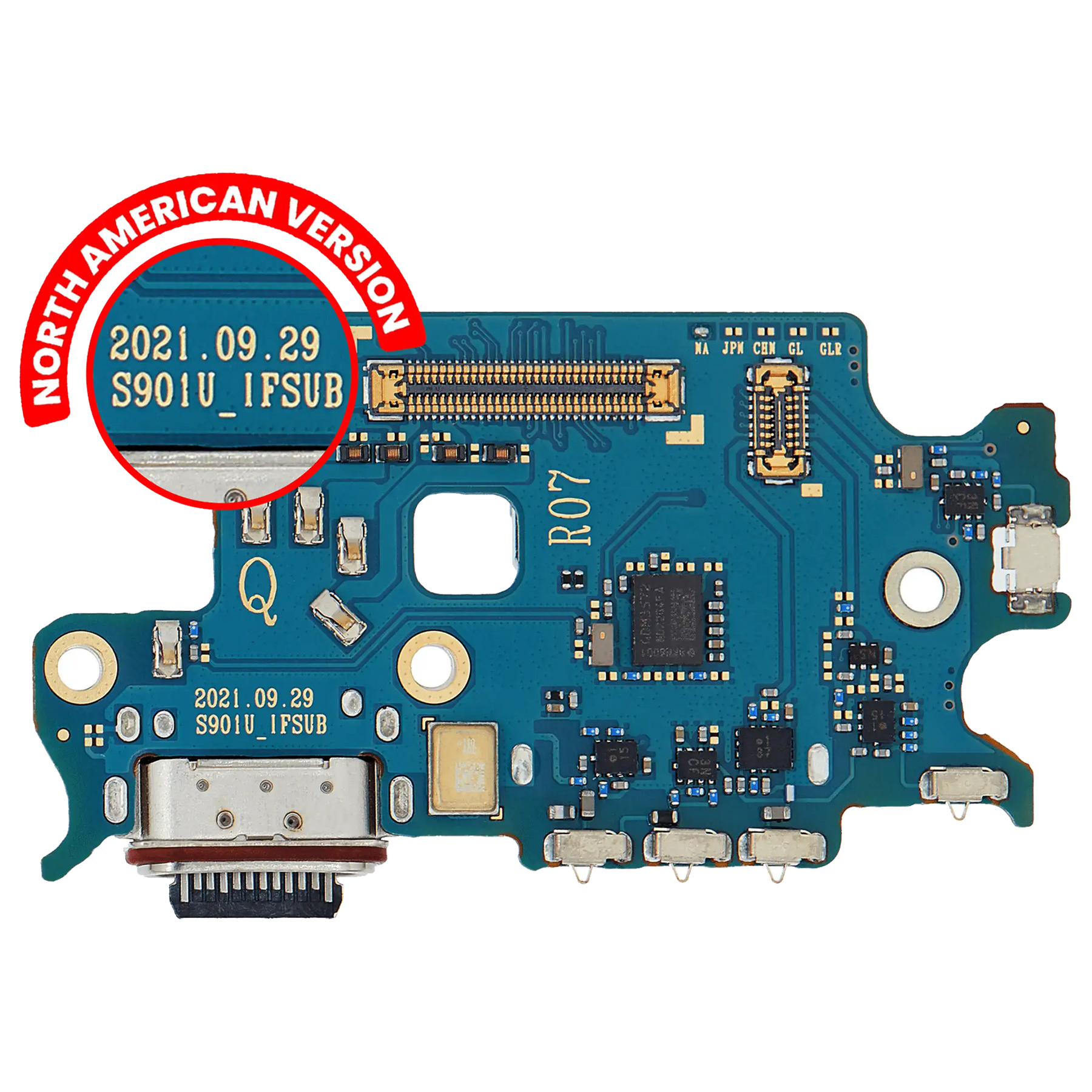 Charging Port Board With Sim Card Reader Compatible For Samsung Galaxy S22 5G (S901U) (US Version) (Premium)