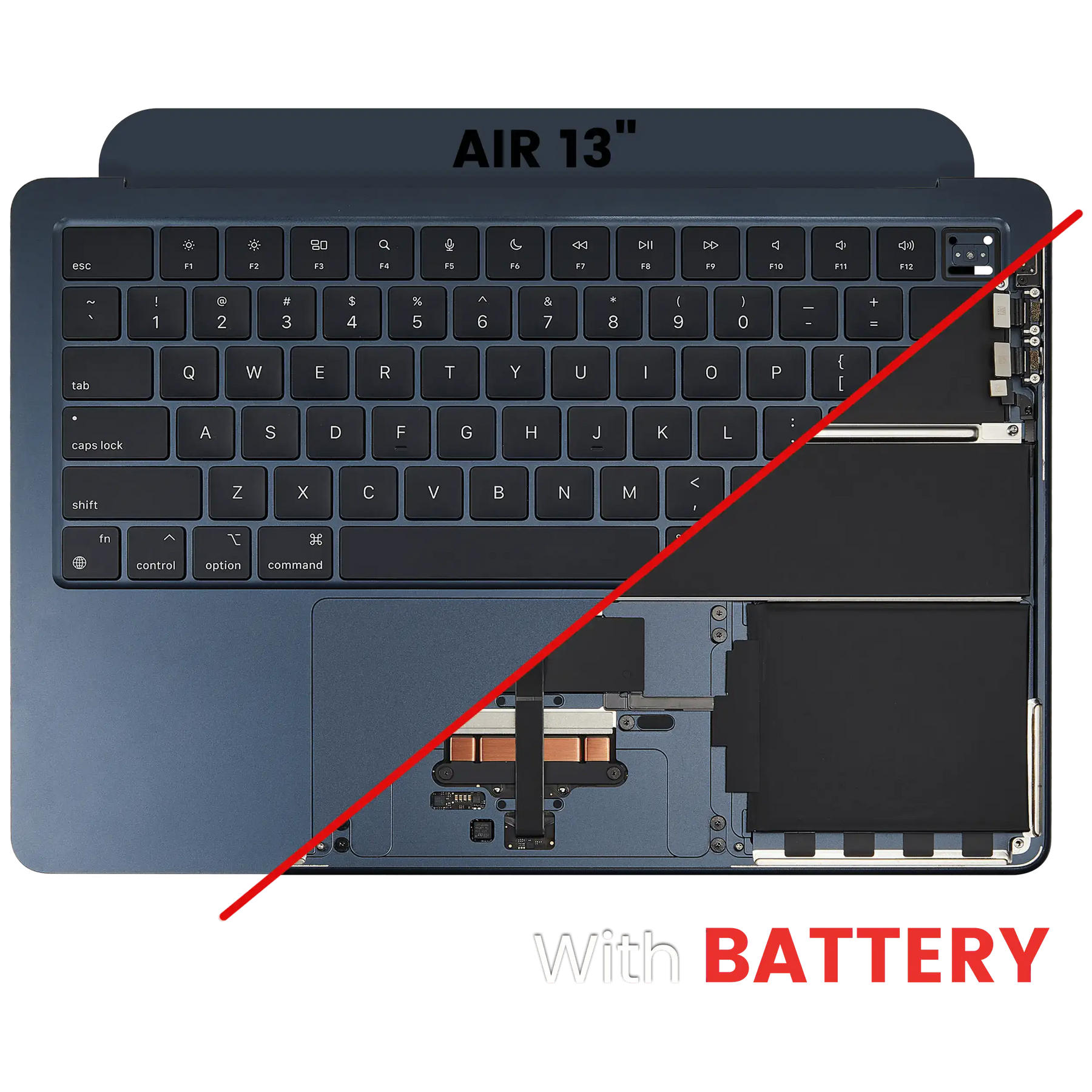 Top Case Assembly With Battery And Keyboard Compatible For MacBook Air 13" (A3113 / Mid 2024) (Midnight) (US Keyboard)