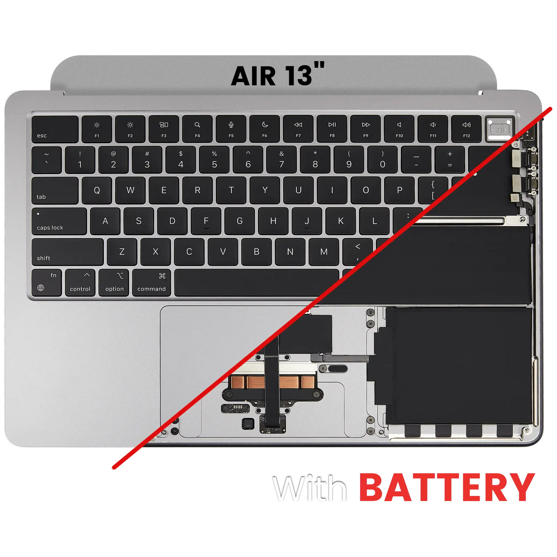 Top Case Assembly With Battery And Keyboard Compatible For MacBook Air 13" (A3113 / Mid 2024) (Space Gray) (US Keyboard)