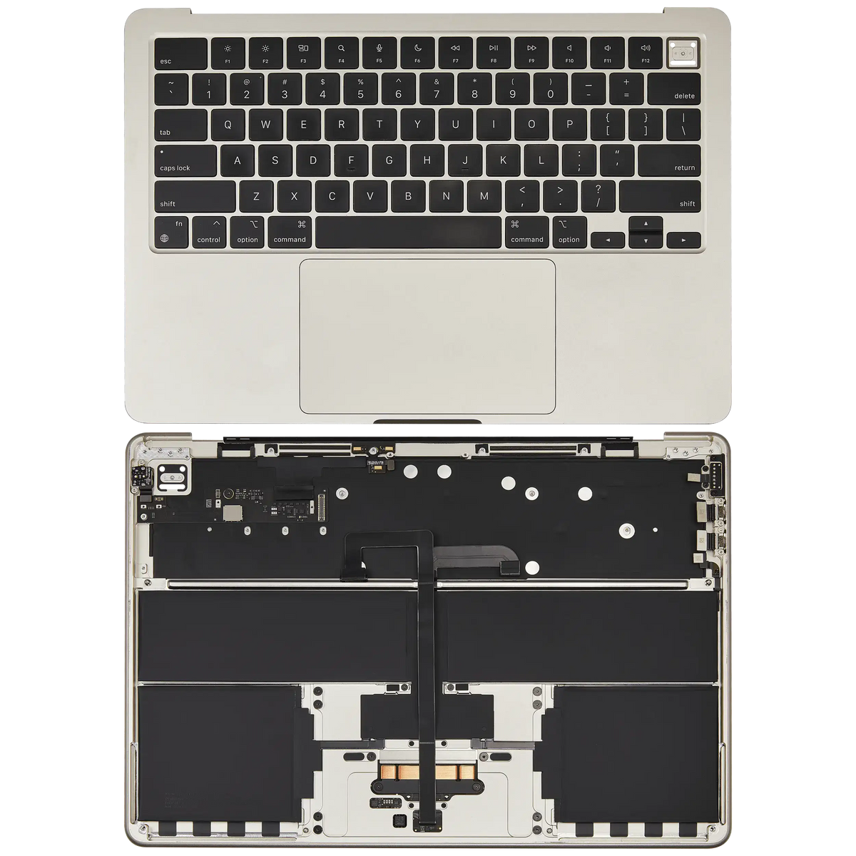 Top Case Assembly With Battery And Keyboard Compatible For MacBook Air 13" (A3113 / Mid 2024) (Starlight) (US Keyboard)