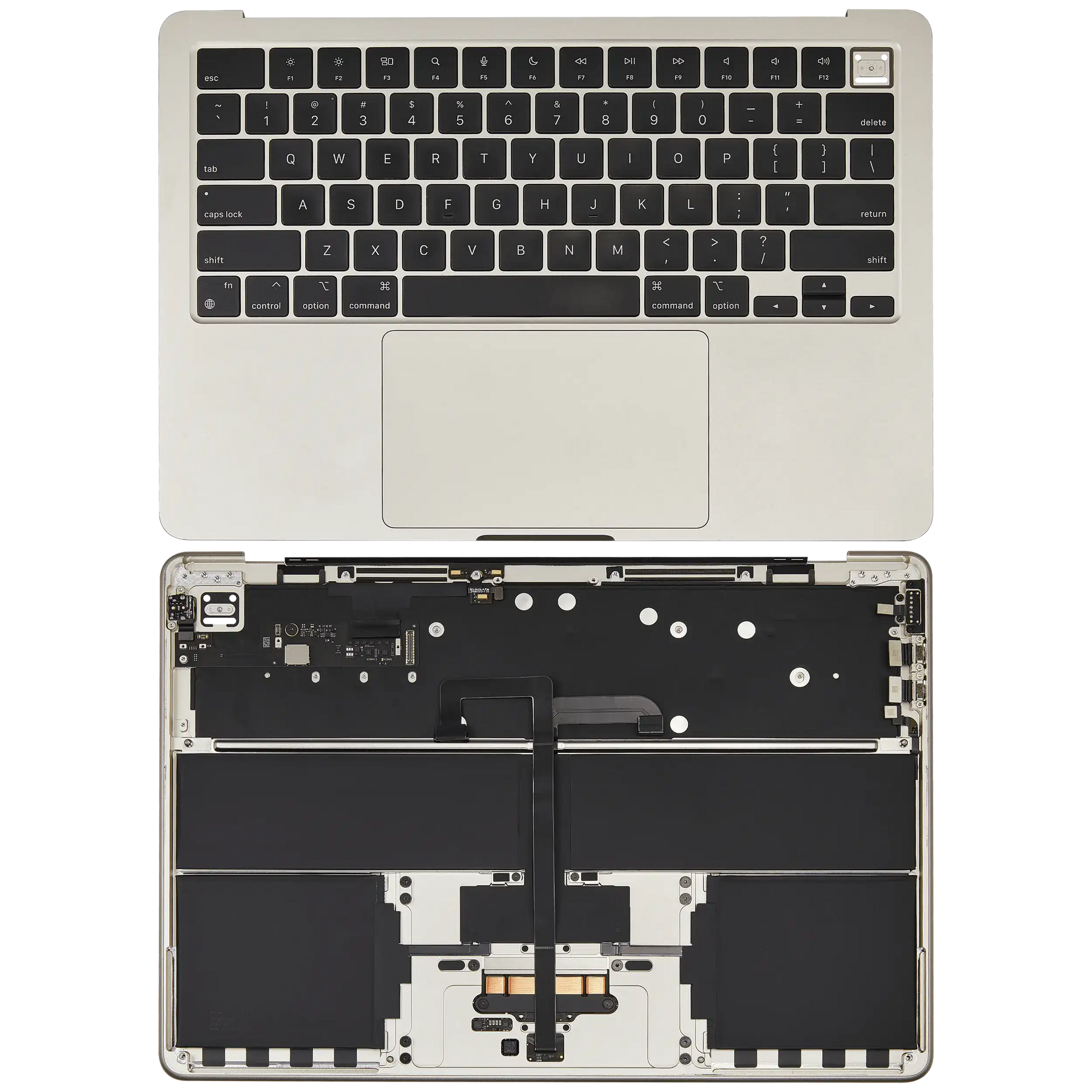 Top Case Assembly With Battery And Keyboard Compatible For MacBook Air 13" (A3113 / Mid 2024) (Starlight) (US Keyboard)
