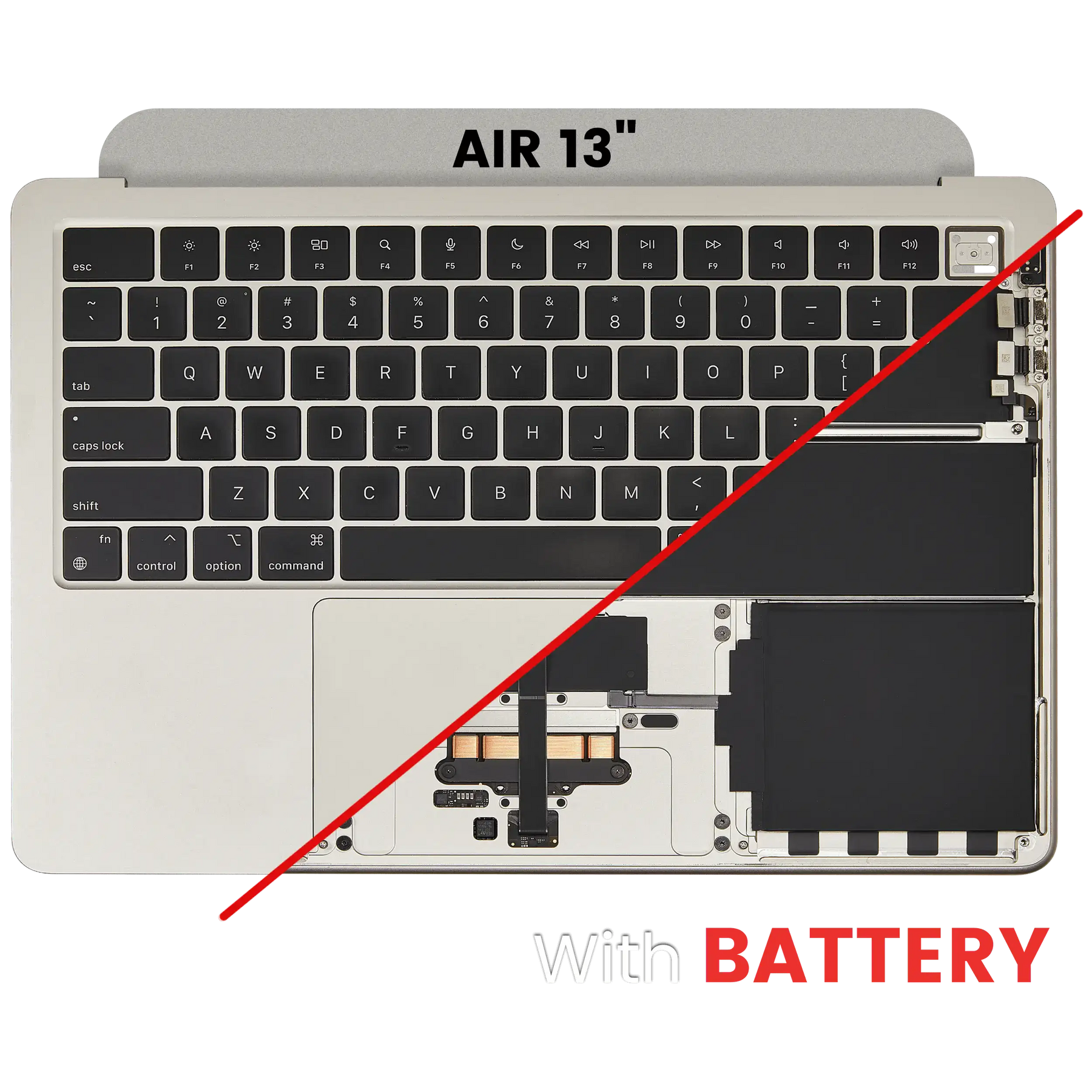 Top Case Assembly With Battery And Keyboard Compatible For MacBook Air 13" (A3113 / Mid 2024) (Starlight) (US Keyboard)