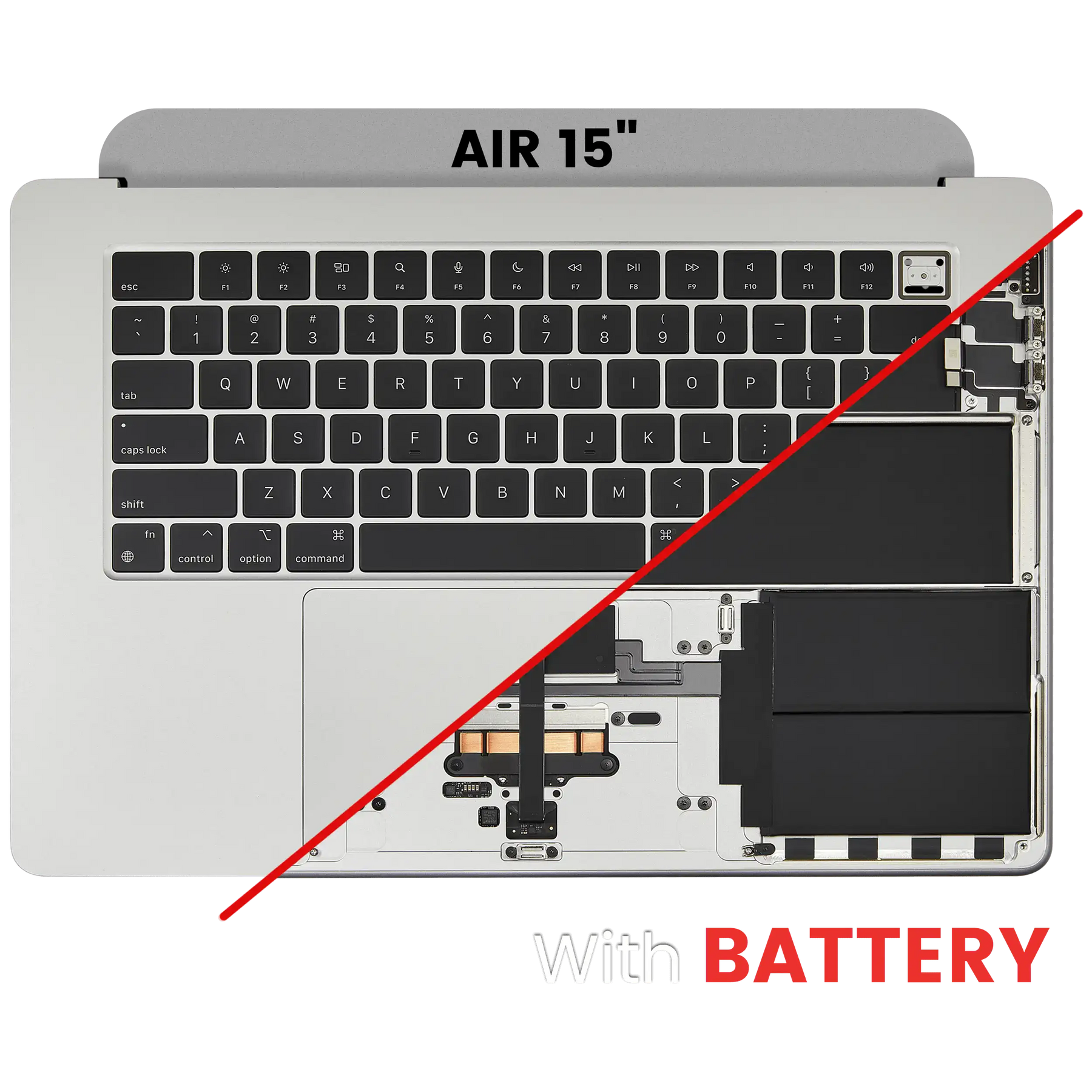 Top Case Assembly With Battery And Keyboard Compatible For MacBook Air 15" (A3114 / Mid 2024) (Silver) (US Keyboard)