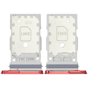 Dual Sim Card Tray Compatible For Samsung Galaxy S25 / S25 Plus (Premium) (Coral Red)