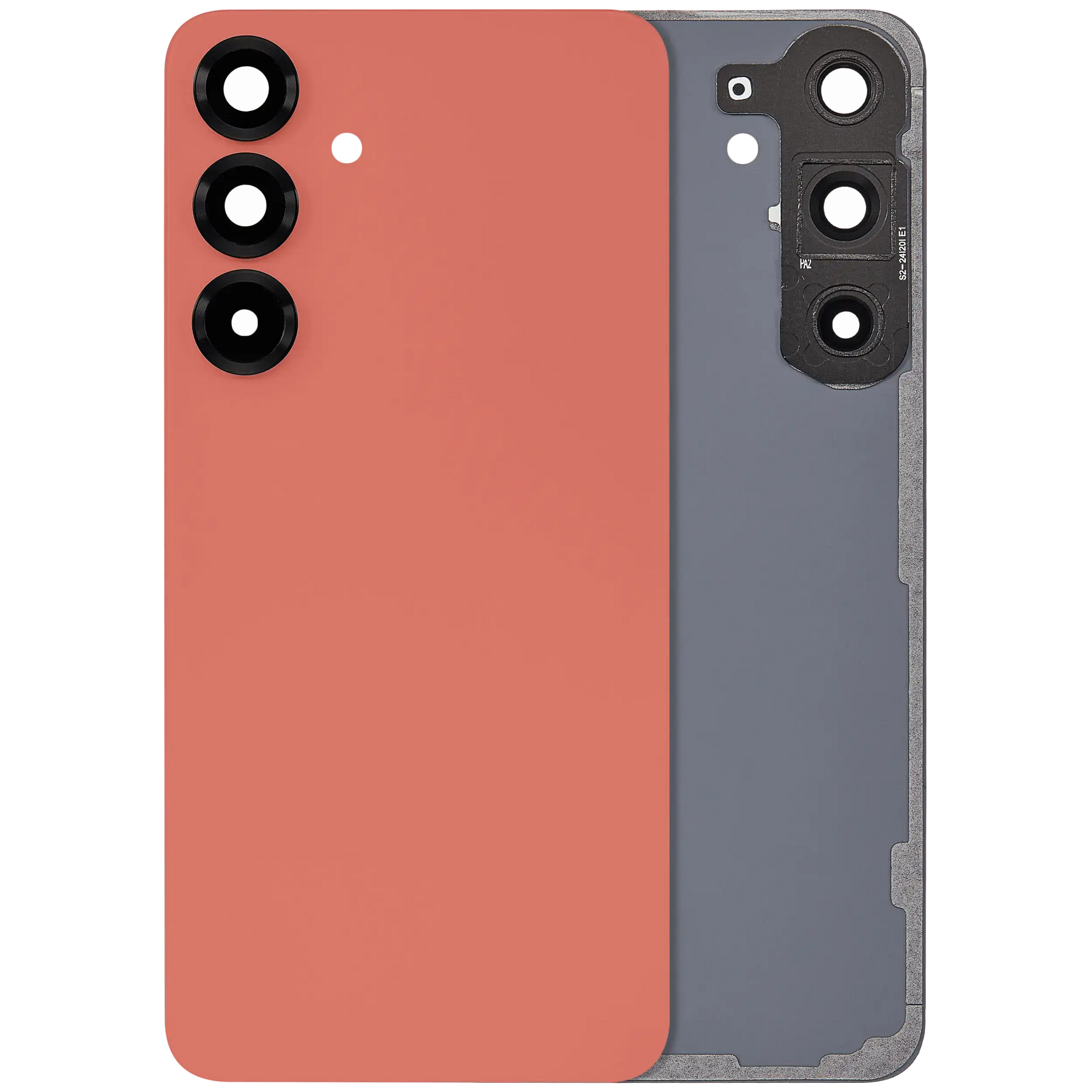 Back Cover Glass With Camera Lens Compatible For Samsung Galaxy S25 Plus 5G (No Logo) (Aftermarket Plus) (Coral Red)