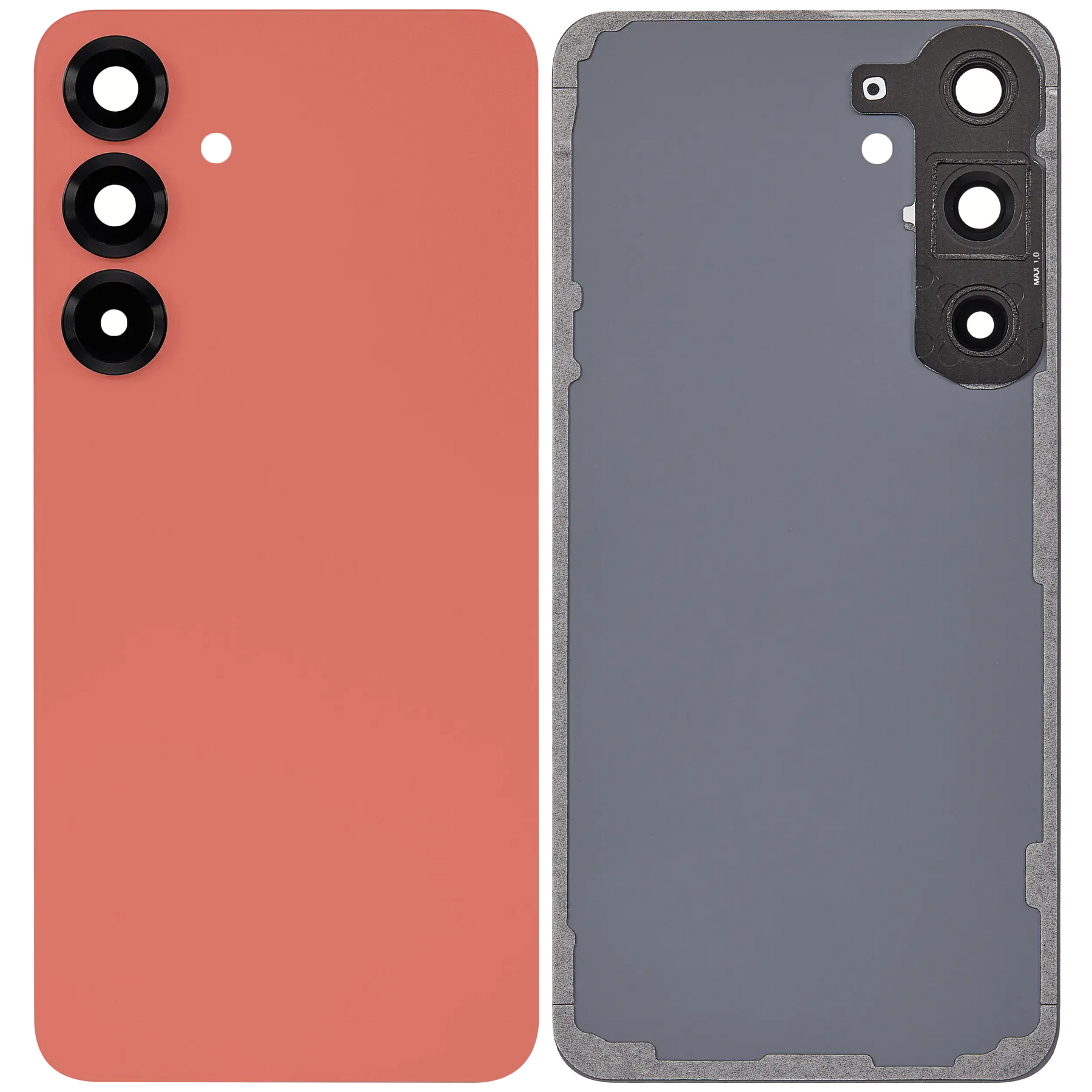 Back Cover Glass With Camera Lens Compatible For Samsung Galaxy S25 Plus 5G (No Logo) (Aftermarket Plus) (Coral Red)