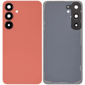 Back Cover Glass With Camera Lens Compatible For Samsung Galaxy S25 Plus 5G (No Logo) (Aftermarket Plus) (Coral Red)