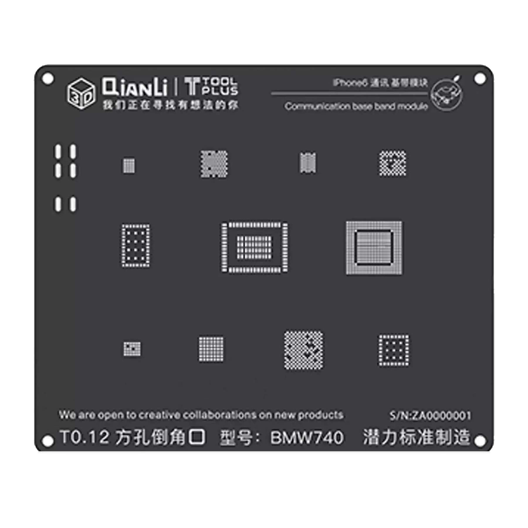 3D Communication iBlack Stencil Compatible For iPhone 6 (BMW740) (Qianli)