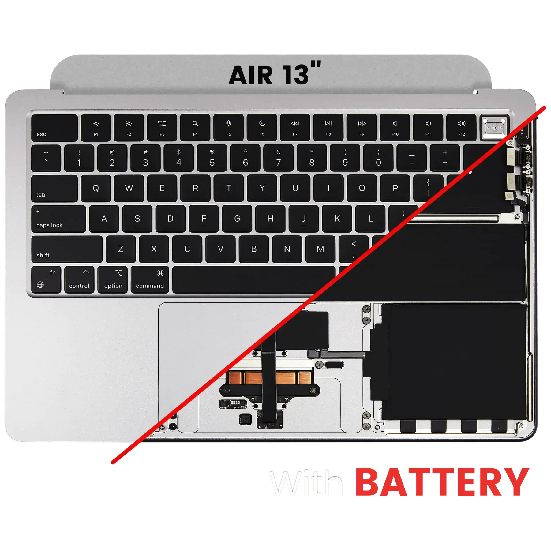 Top Case Assembly With Battery And Keyboard Compatible For MacBook Air 13" (A3113 / Mid 2024) (Silver) (US Keyboard)