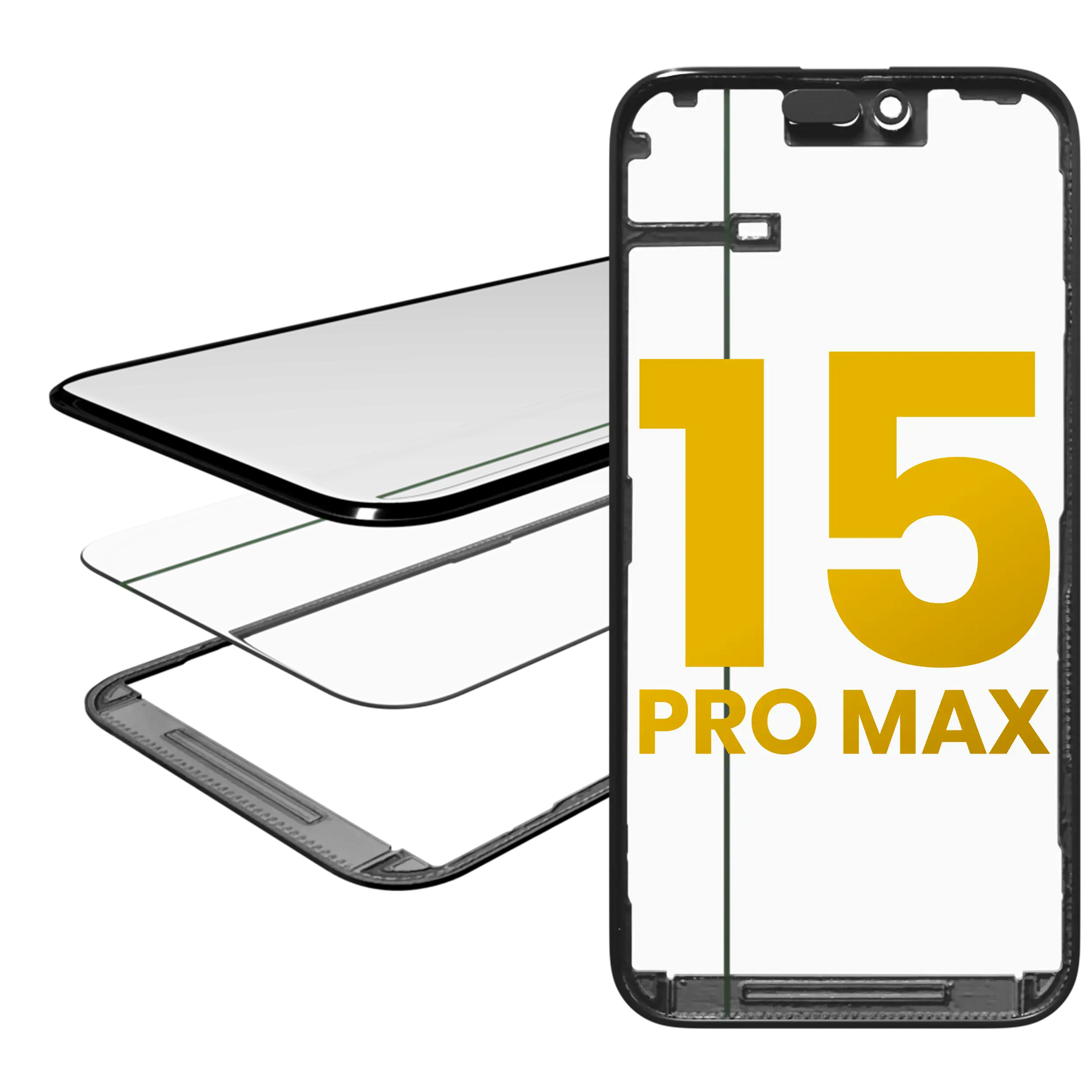 3 in 1 (Glass With OCA Pre-Installed + Frame) Compatible For iPhone 15 Pro Max (OCA Master)