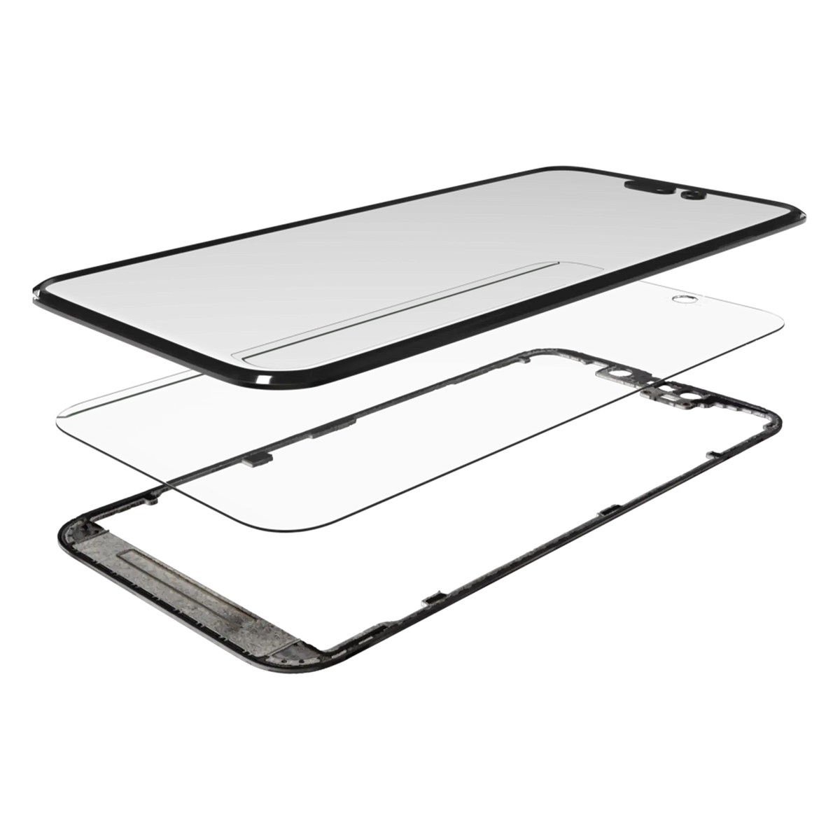 3 in 1 (Glass With OCA Pre-Installed + Frame) Compatible For iPhone 14 Pro (OCA Master)