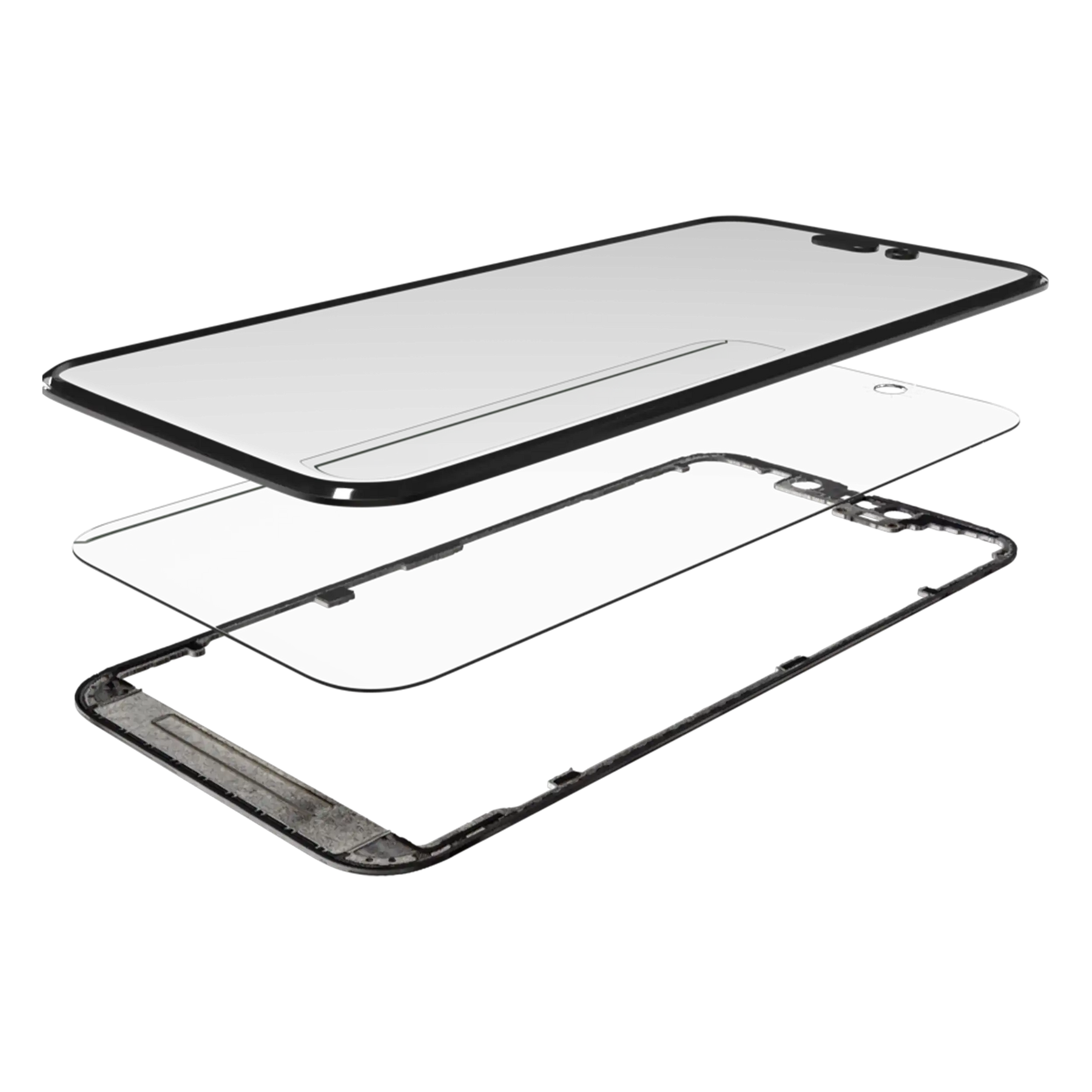 3 in 1 (Glass With OCA Pre-Installed + Frame) Compatible For iPhone 14 Pro (OCA Master)