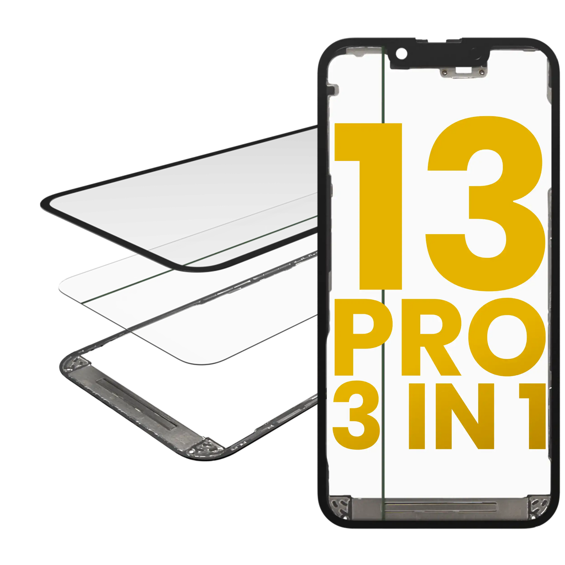 3 in 1 (Glass With OCA Pre-Installed + Frame) Compatible For iPhone 13 Pro (OCA Master)