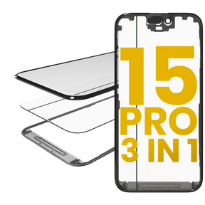 3 in 1 (Glass With OCA Pre-Installed + Frame) Compatible For iPhone 15 Pro (OCA Master)