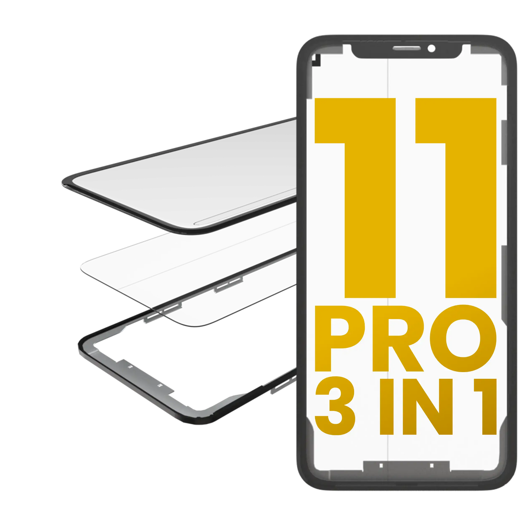 3 in 1 (Glass With OCA Pre-Installed + Frame) Compatible For iPhone 11 Pro (OCA Master)