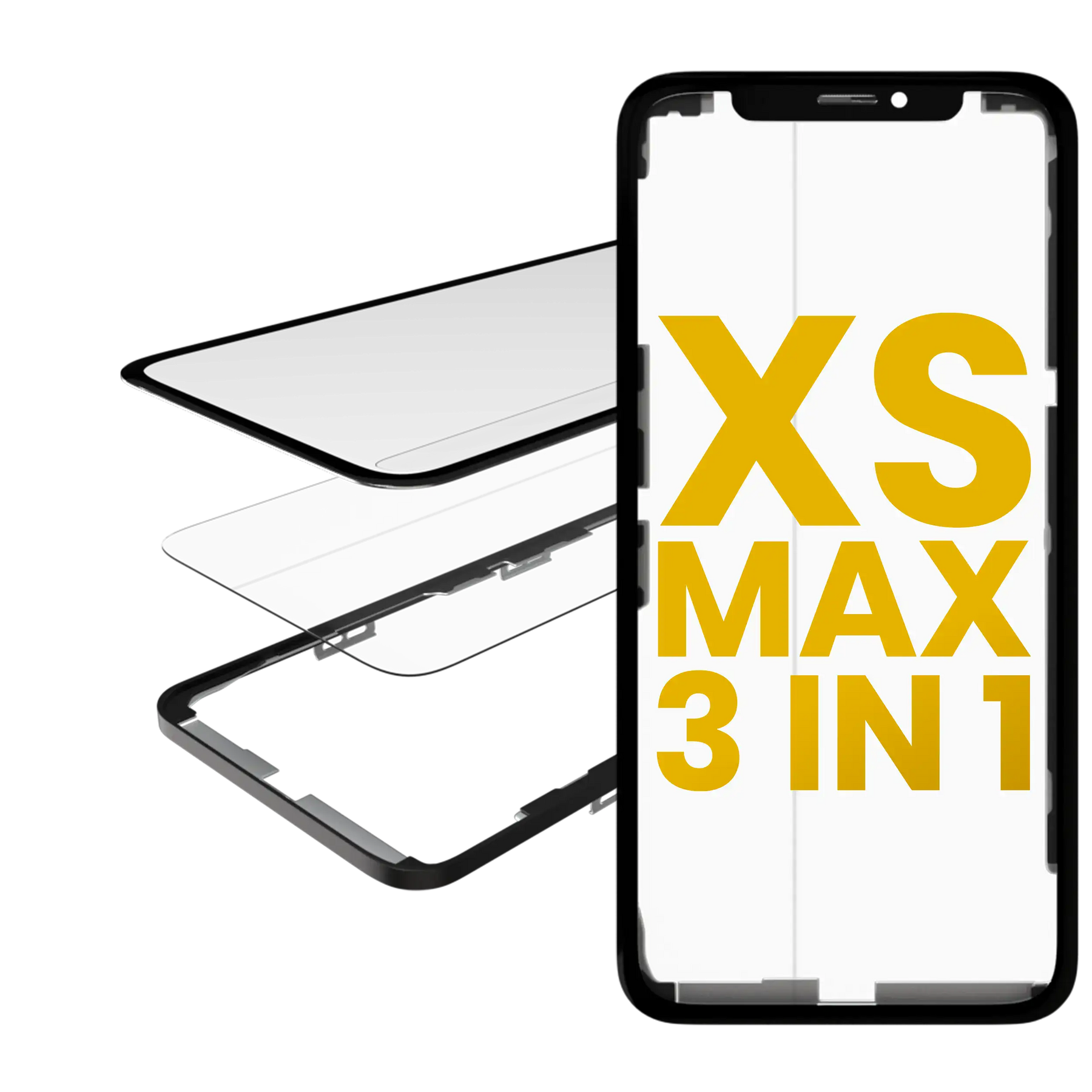 3 in 1 (Glass With OCA Pre-Installed + Frame) Compatible For iPhone XS Max (OCA Master)