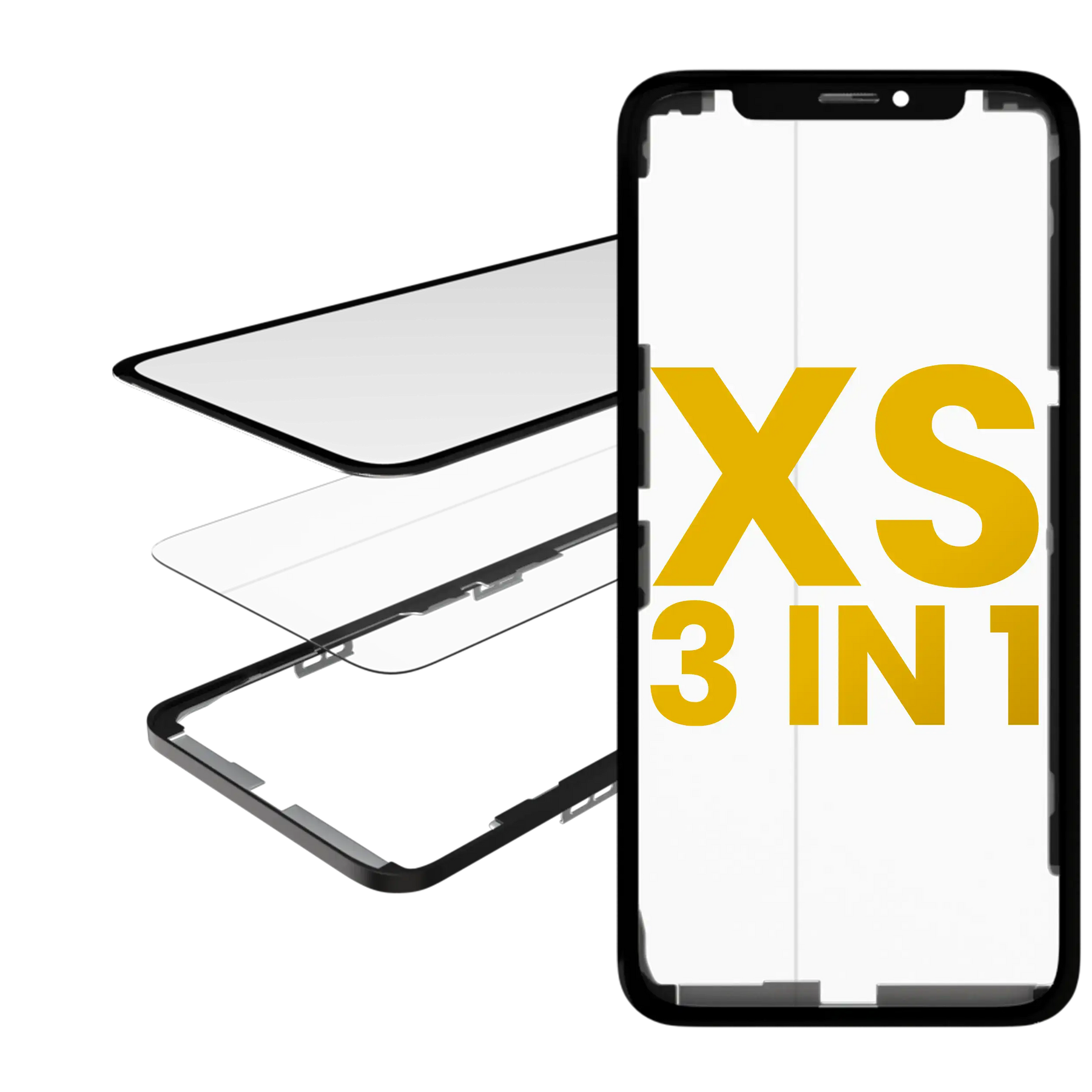 3 in 1 (Glass With OCA Pre-Installed + Frame) Compatible For iPhone XS (OCA Master)