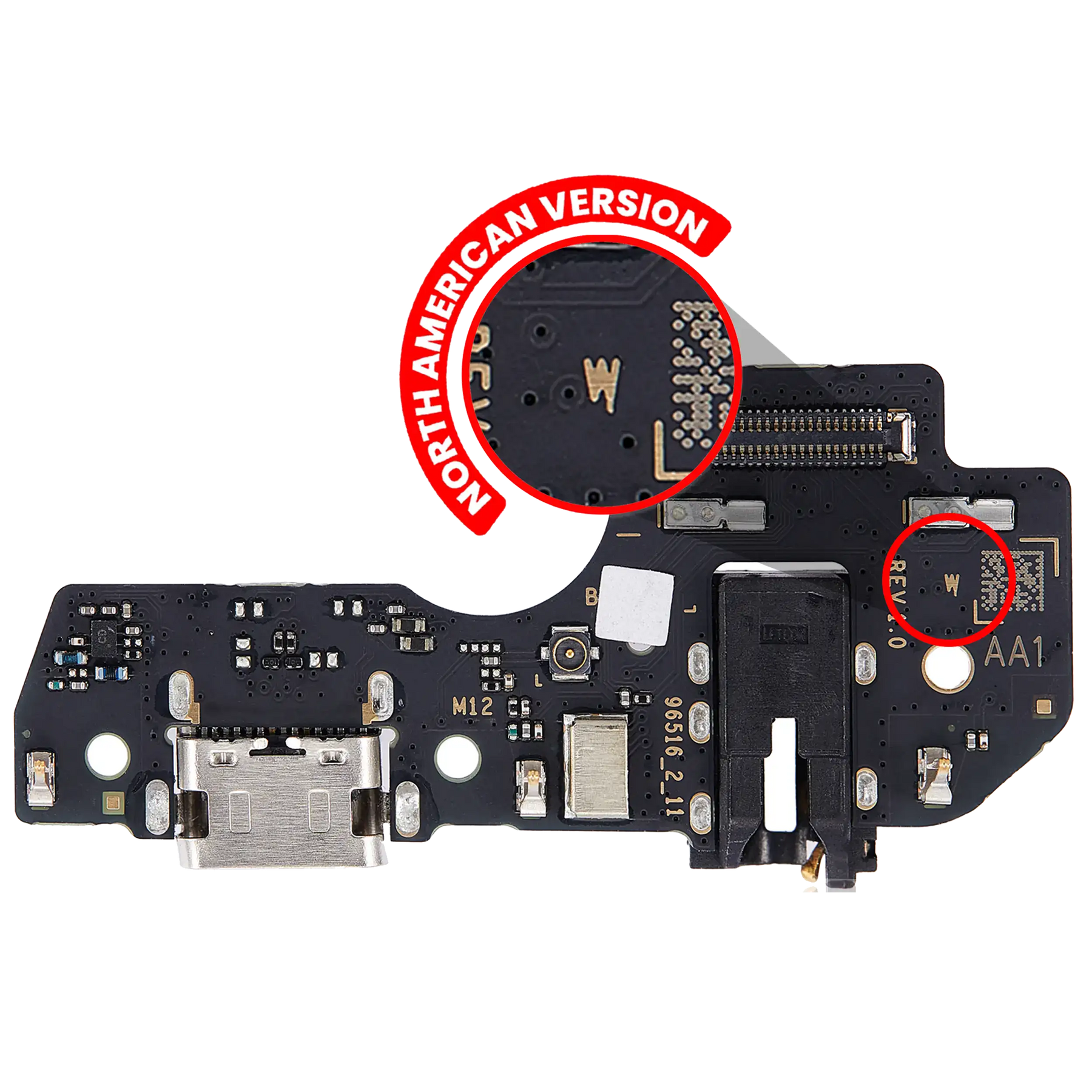 Charging Port Board With Headphone Jack Compatible For Samsung Galaxy A03S (A037U / 2021) (US Version) (Vemake)