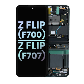 Inner OLED Assembly With Frame Compatible For Samsung Galaxy Z Flip 4G (F700) / Z Flip 5G (F707) (Service Pack) (Mirror Black)