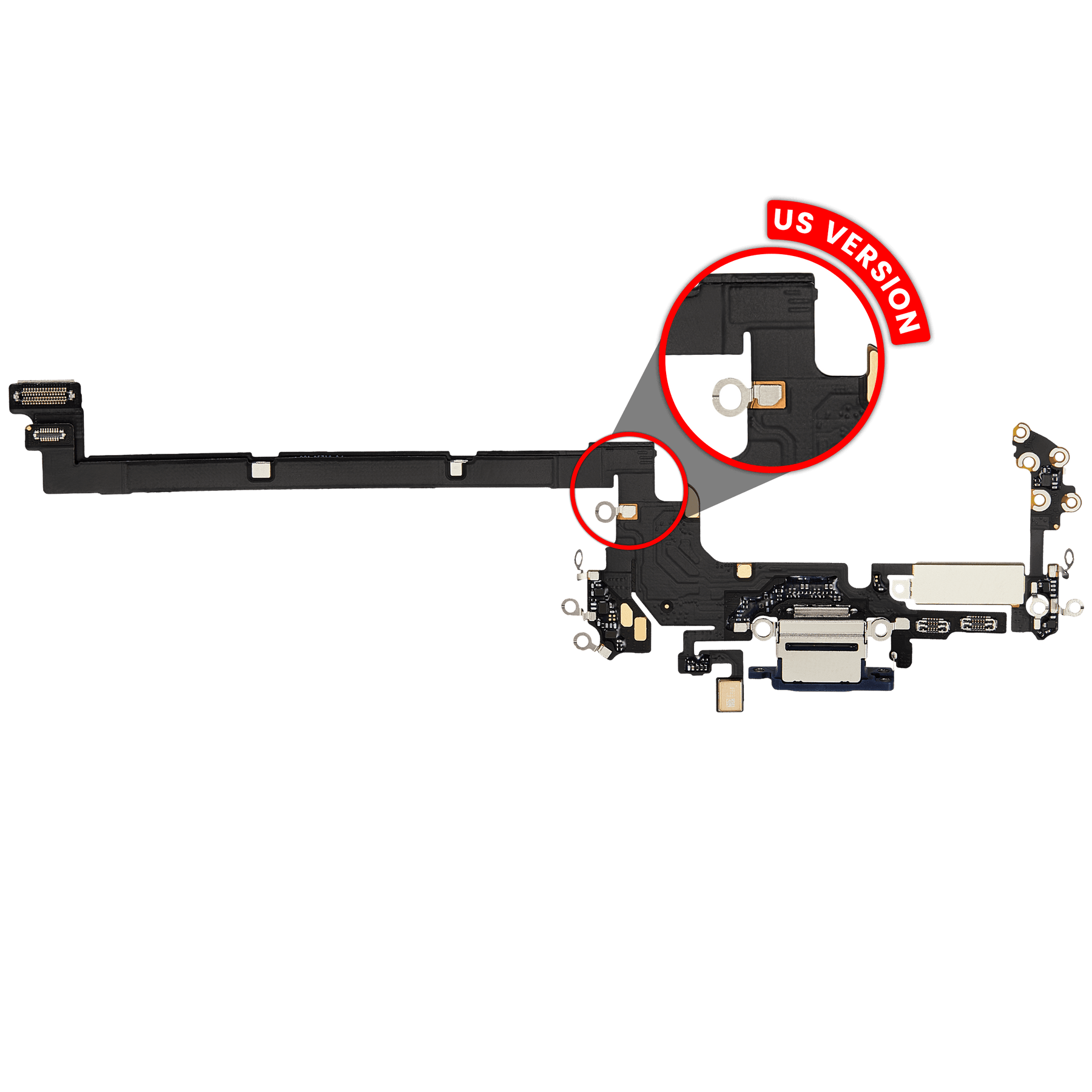 Charging Port Flex Cable Compatible For iPhone 17 Pro (Premium) (US Version) (Deep Blue)