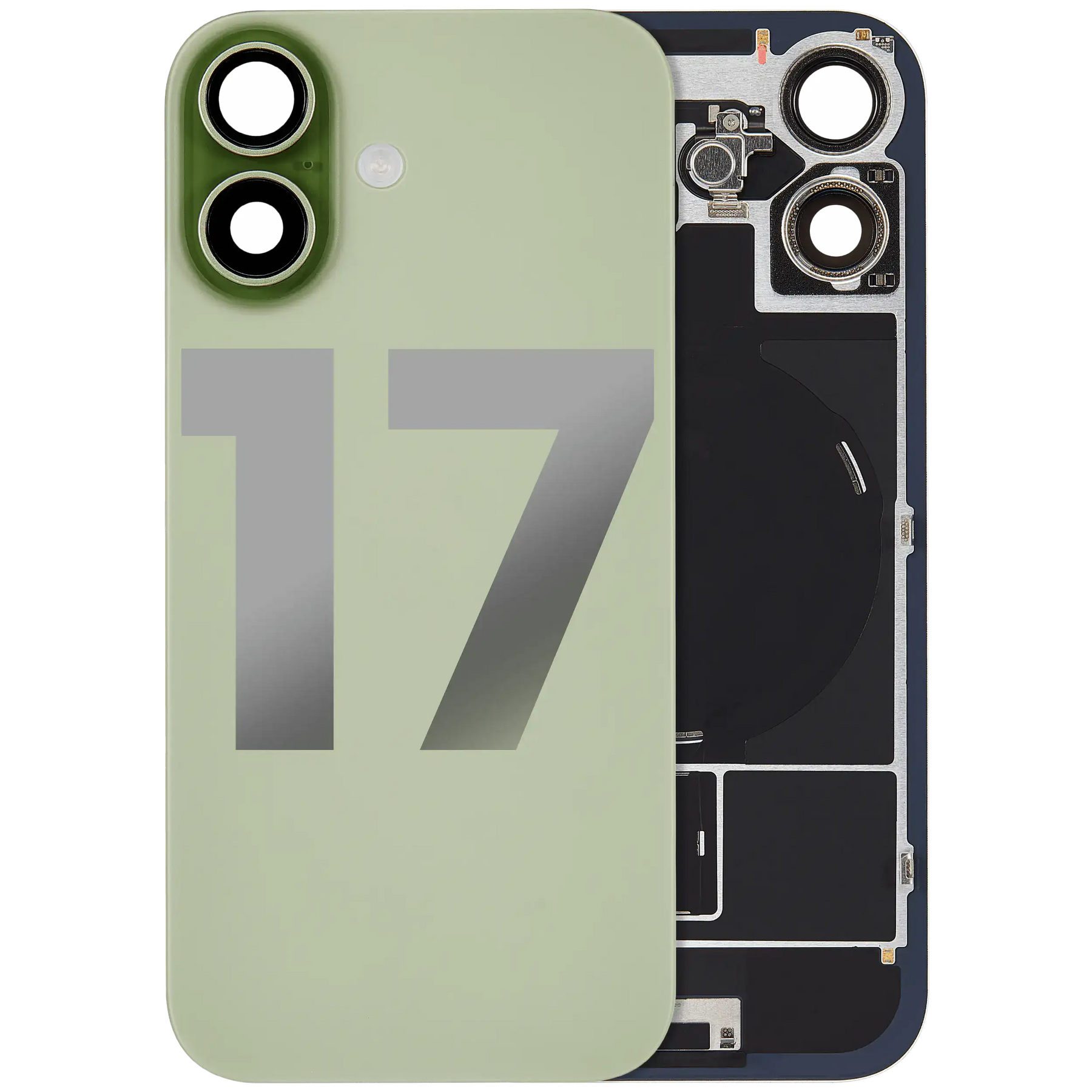 Back Glass w/ MagSafe Magnet & NFC & Flashlight Flex Compatible For iPhone 17 (Used OEM Pull: Grade A) (Sage )