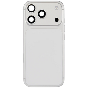 Back Housing W/ Charging Port Flex & Small Parts Compatible For iPhone 17 Pro (US Version) (Used OEM Pull: Grade A) (Silver)
